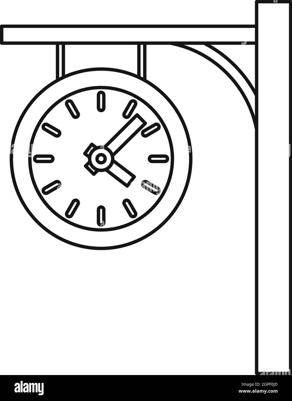 Orologio stazione di icona di stile di contorno Illustrazione Vettoriale