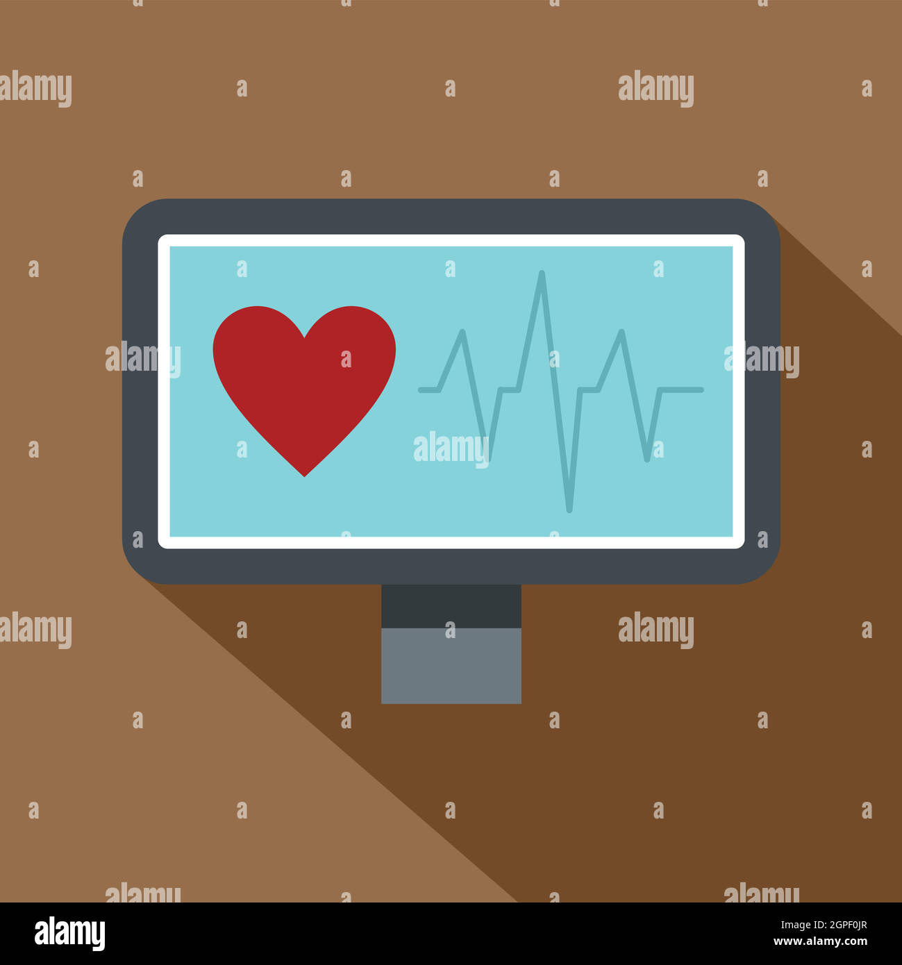 Monitoraggio Heartbeat icona, stile piatto Illustrazione Vettoriale