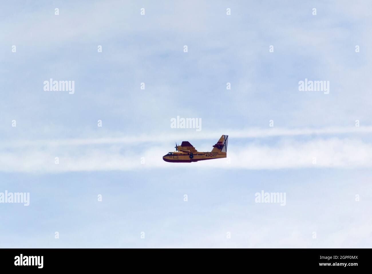 L'aereo dell'Aeronautica militare spagnola che partecipa alle prove della parata aerea per la Giornata Nazionale del 12 ottobre. In Europa. Foto Stock