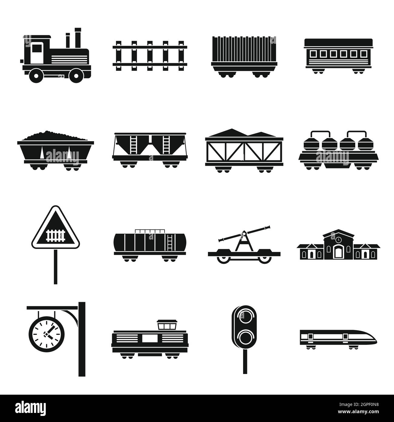 Stazione ferroviaria set di icone, stile semplice Illustrazione Vettoriale