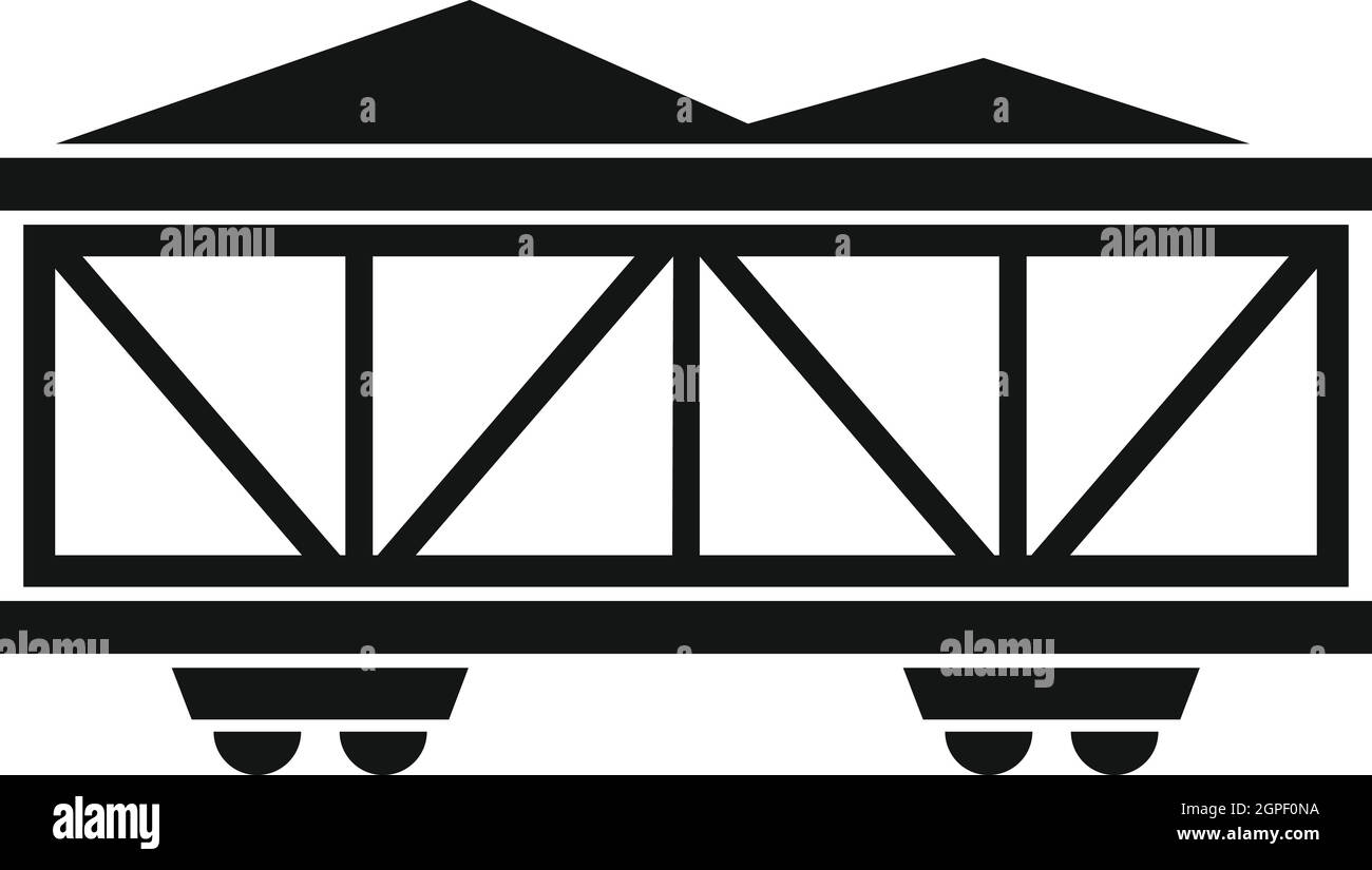 Treno cargo icona del carro, stile semplice Illustrazione Vettoriale
