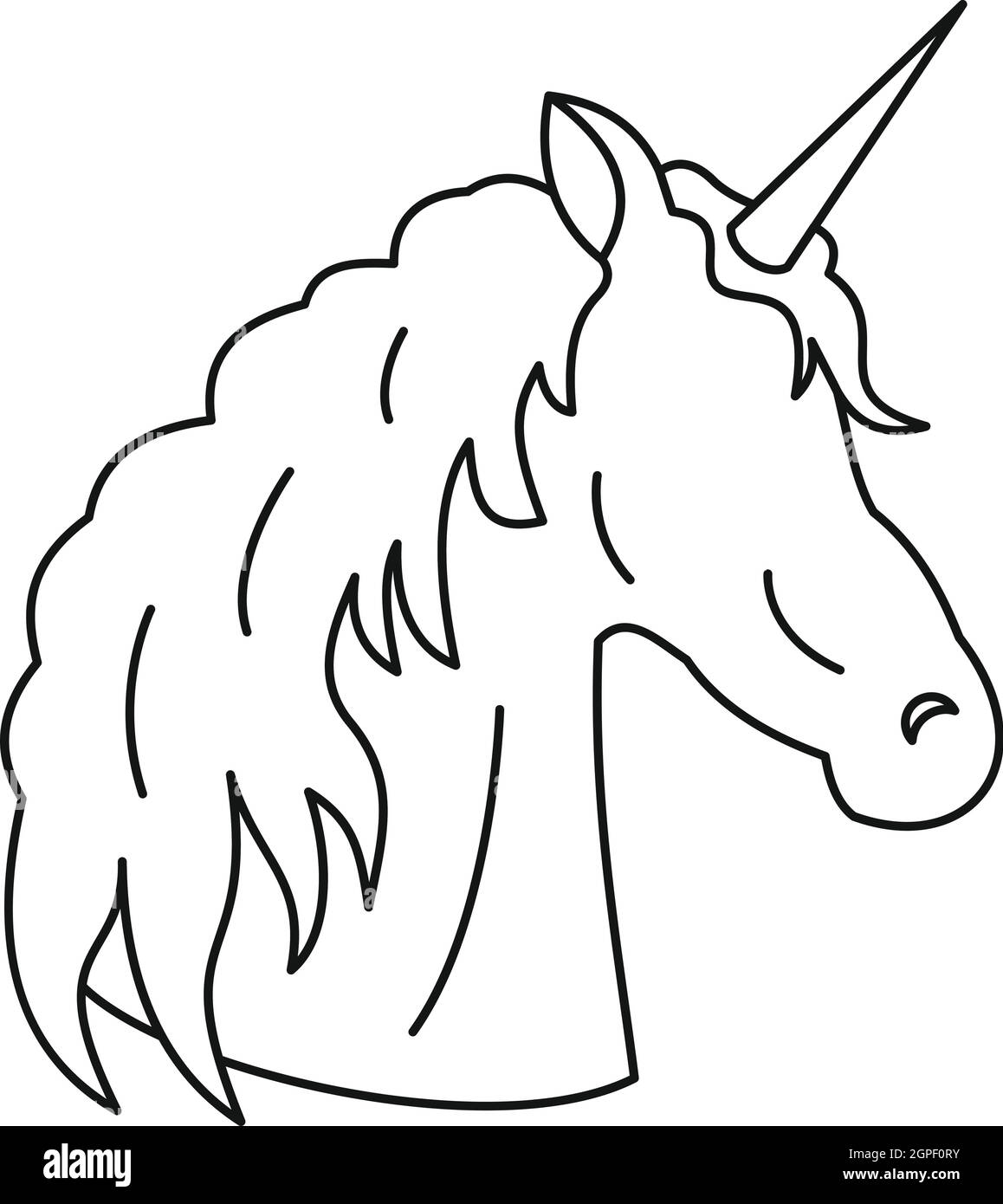 Icona Unicorn, stile contorno Illustrazione Vettoriale