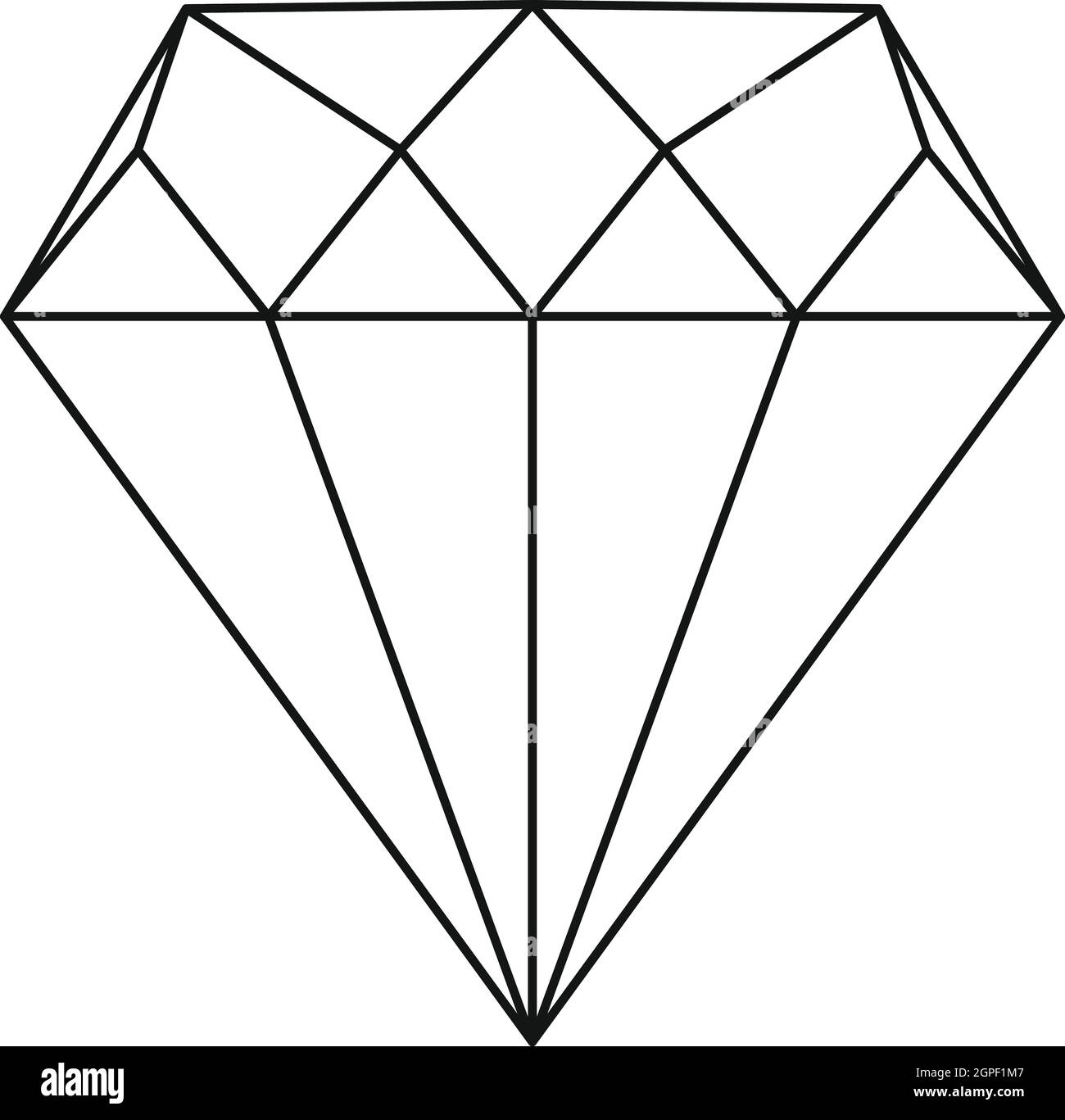 Icona a forma di diamante, stile contorno Illustrazione Vettoriale