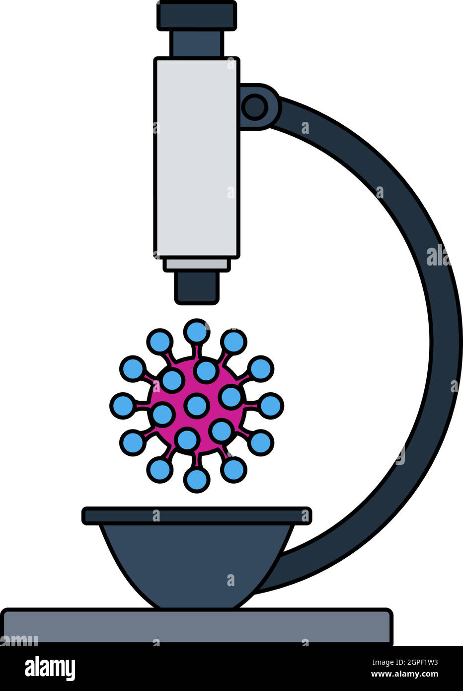 Ricerca Coronavirus da Microscope icona Illustrazione Vettoriale