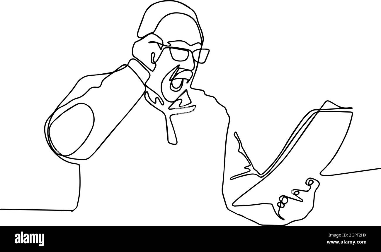 Uomo maturo scioccato che guarda un documento Illustrazione Vettoriale