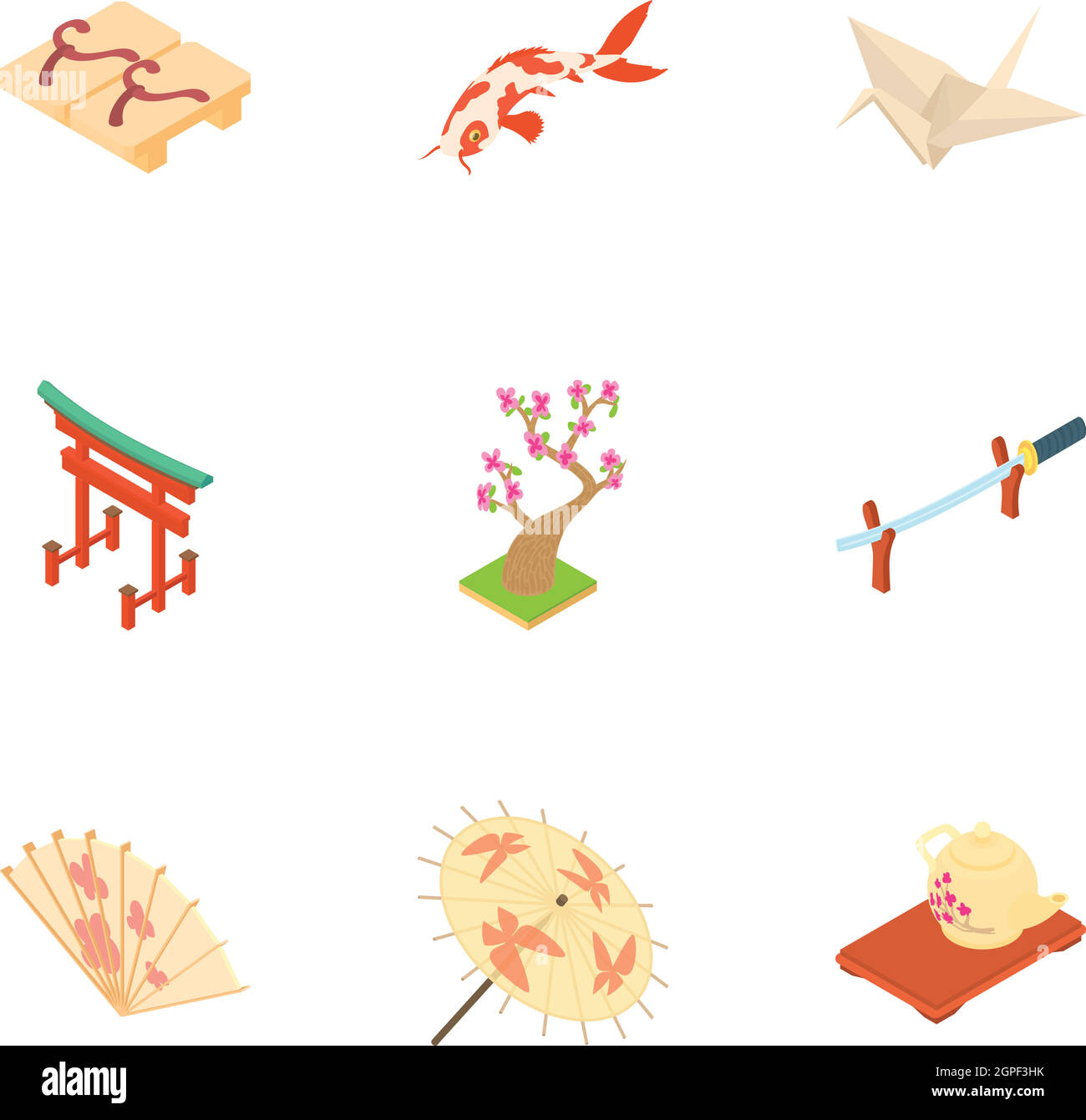 Turismo in Corea del Sud set di icone, stile cartoon Illustrazione Vettoriale