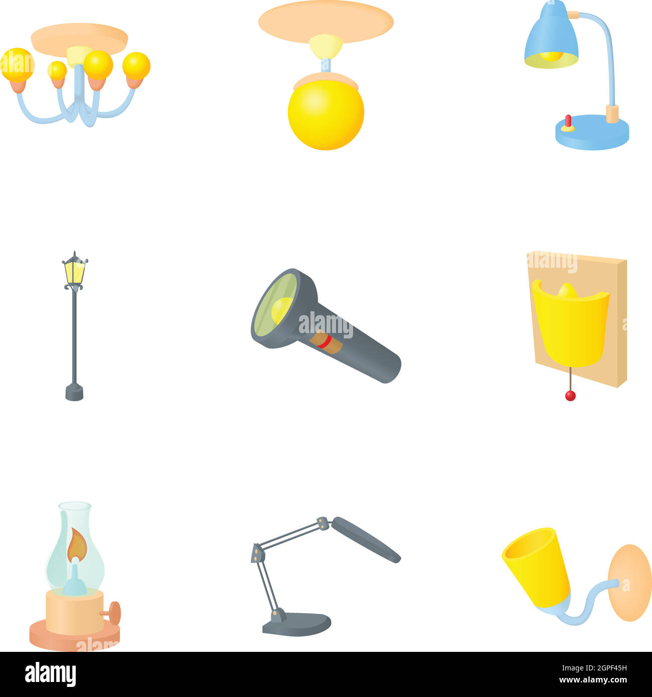 Luce di set di icone, stile cartoon Illustrazione Vettoriale