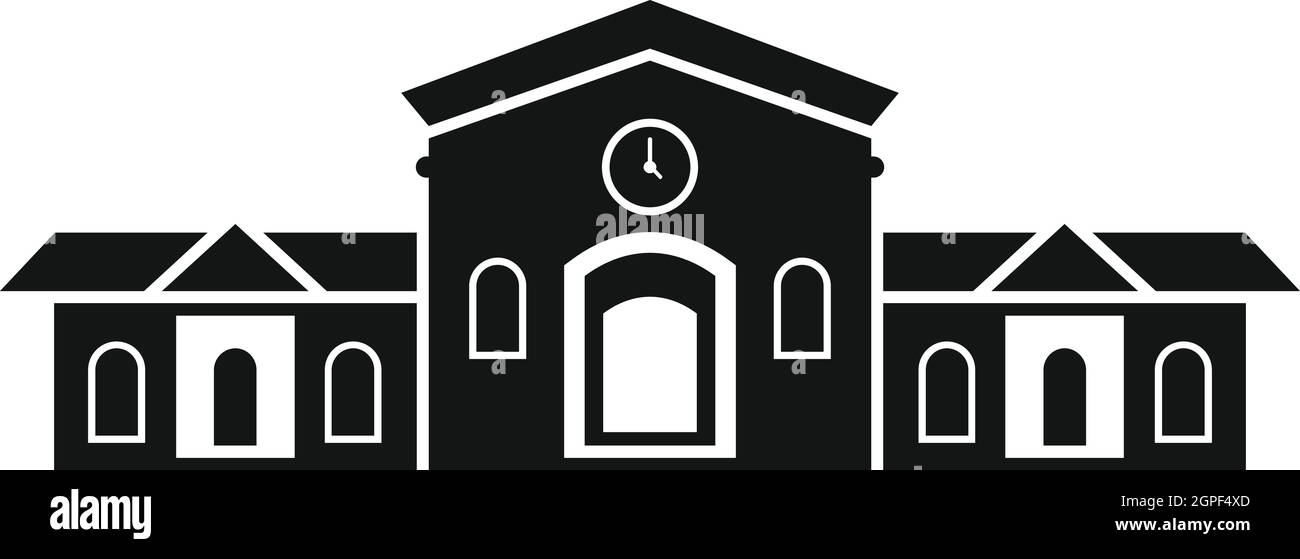 Stazione ferroviaria edificio icona, stile semplice Illustrazione Vettoriale