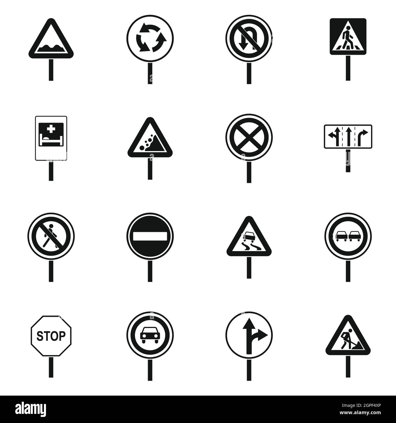 Diversi cartelli stradali set di icone, stile semplice Illustrazione Vettoriale
