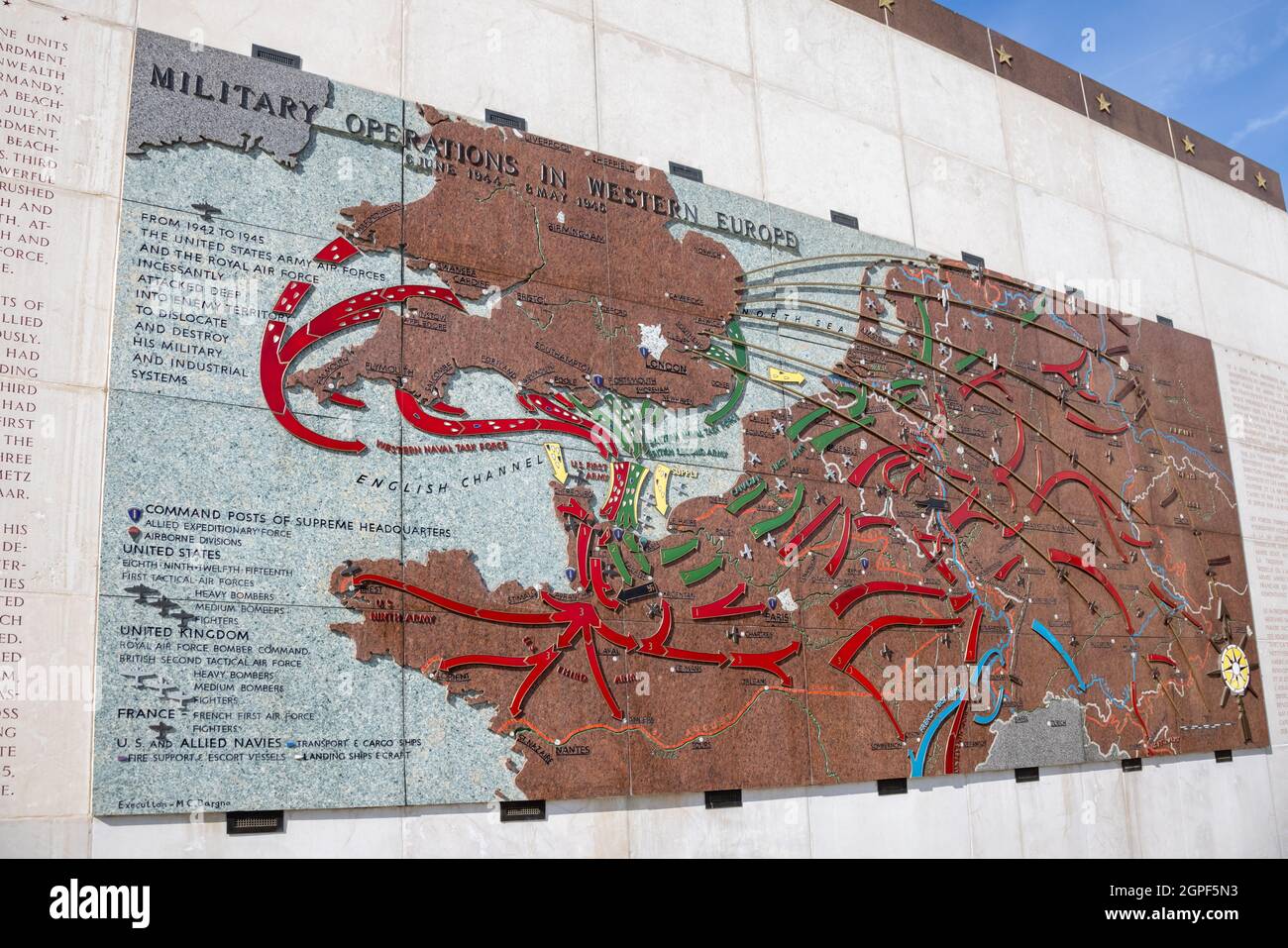 HAMM, LUSSEMBURGO - 22 settembre 2021: Mappa delle operazioni militari presso il cimitero e memoriale americano Foto Stock