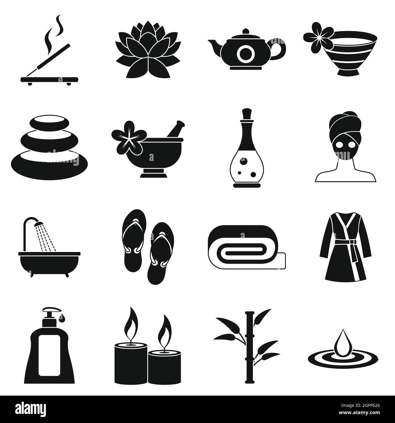 Trattamenti Spa di set di icone, stile semplice Illustrazione Vettoriale