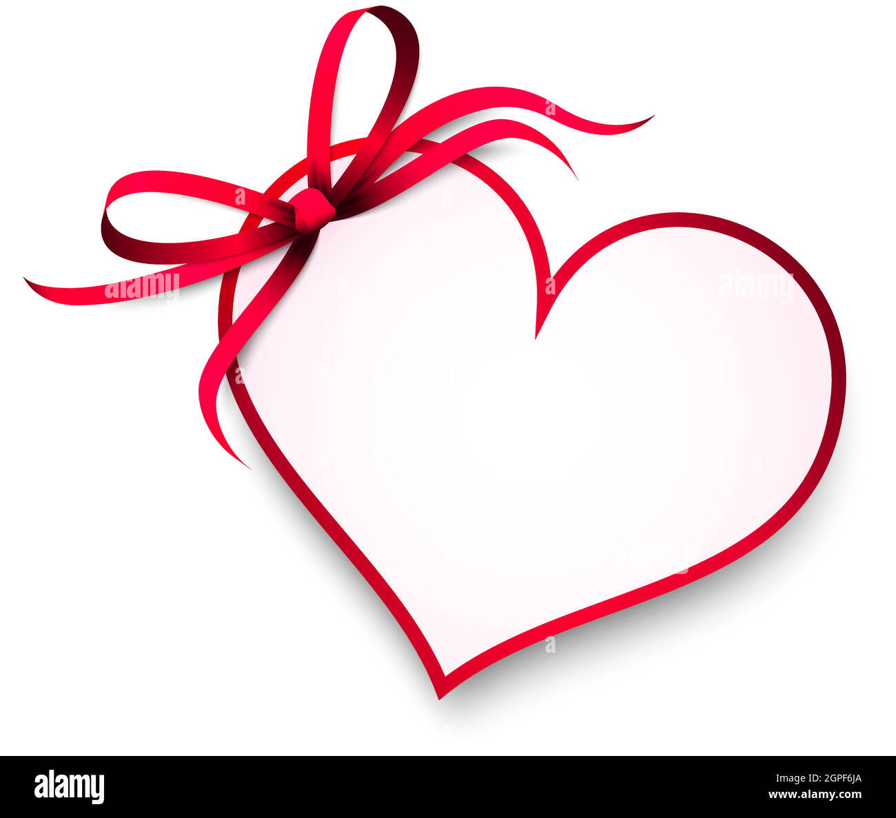 arco a nastro rosso con etichetta di aggancio al cuore Illustrazione Vettoriale