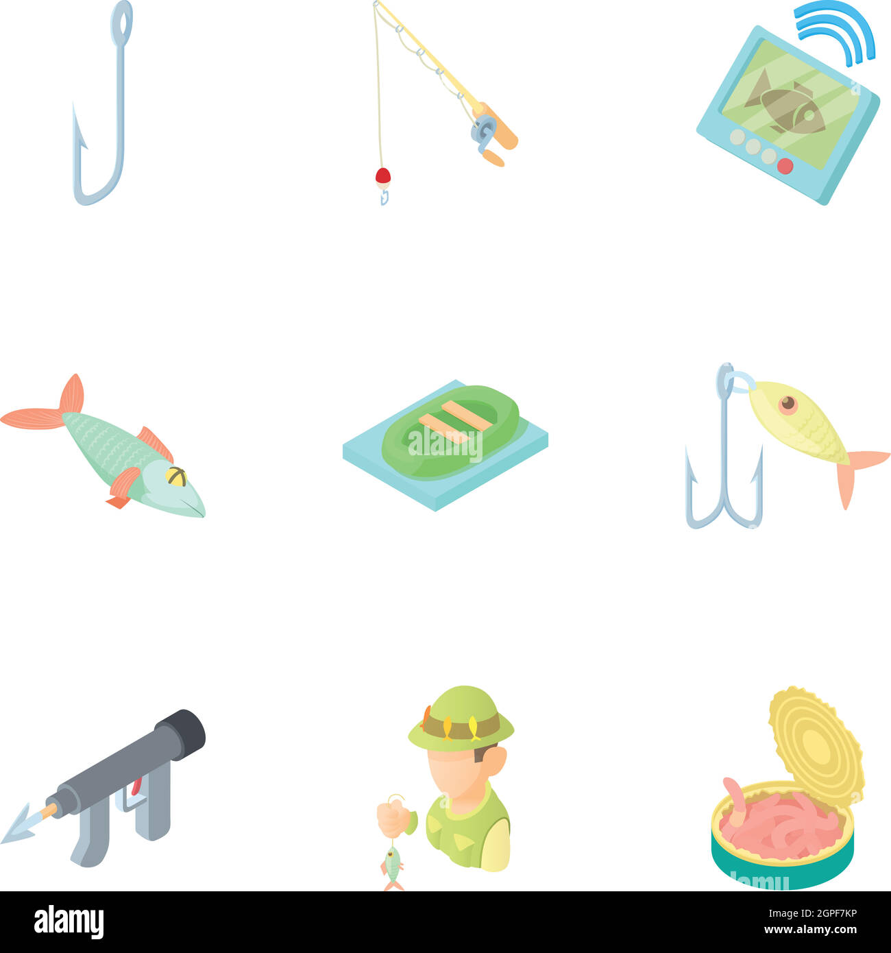 Pesce set di icone, stile cartoon Illustrazione Vettoriale