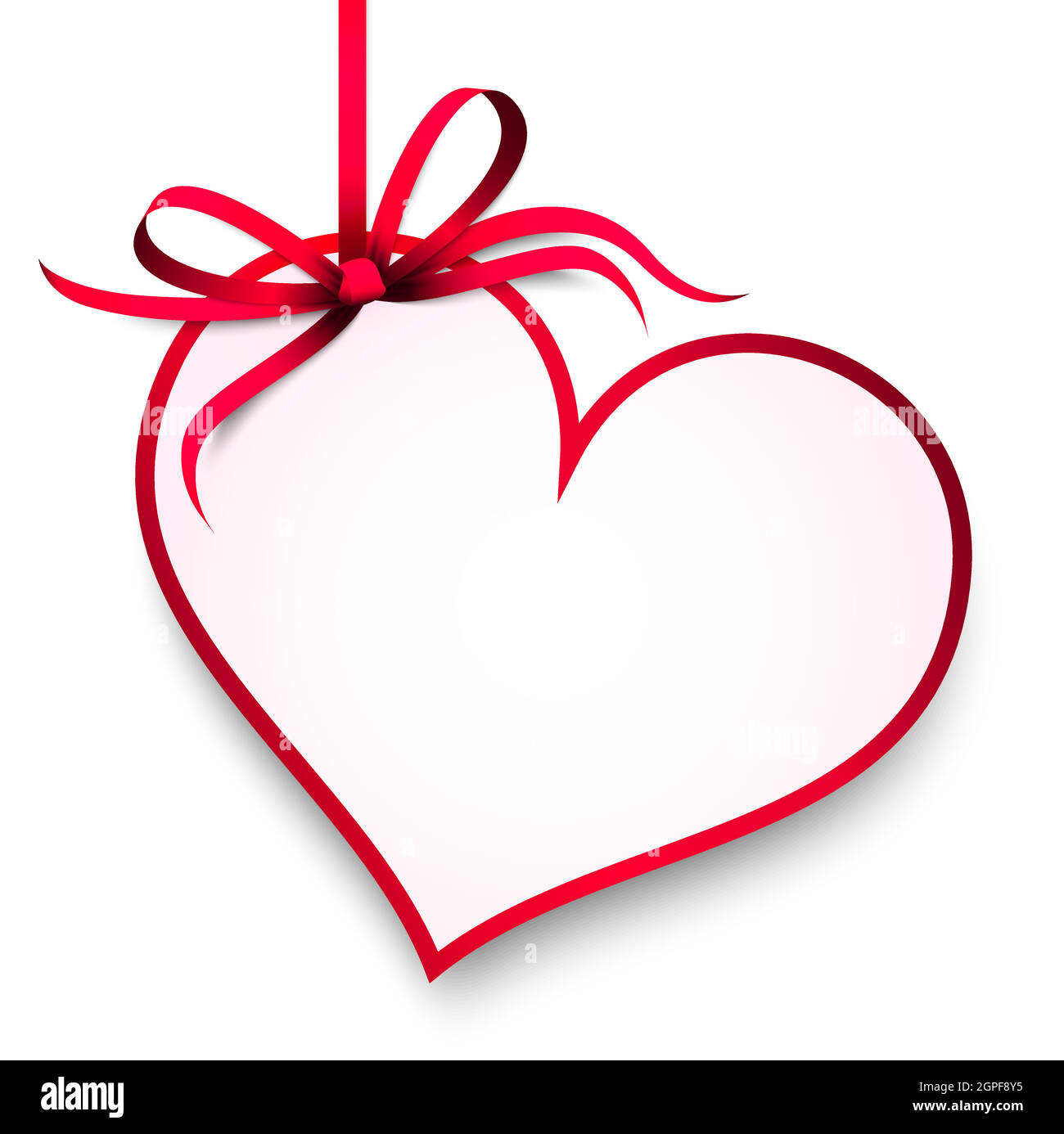 arco a nastro rosso con etichetta di aggancio al cuore Illustrazione Vettoriale