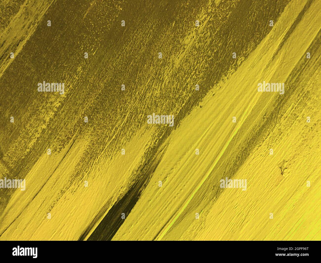 Astratto arte sfondo giallo scuro e colori dorati. Pittura acquerello su tela con sfumatura di oliva. Fondo in acrilico con pushstroke pa Foto Stock