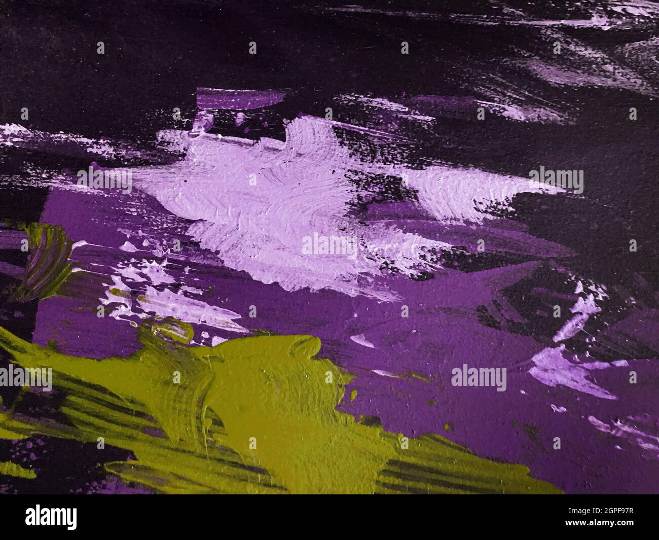 Astratto arte sfondo viola scuro e nero colori. Pittura ad acquerello su tela con sfumatura viola. Fondo in acrilico con pushstroke pa Foto Stock