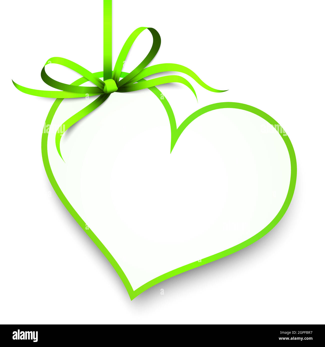 arco a nastro verde con etichetta di aggancio al cuore Illustrazione Vettoriale