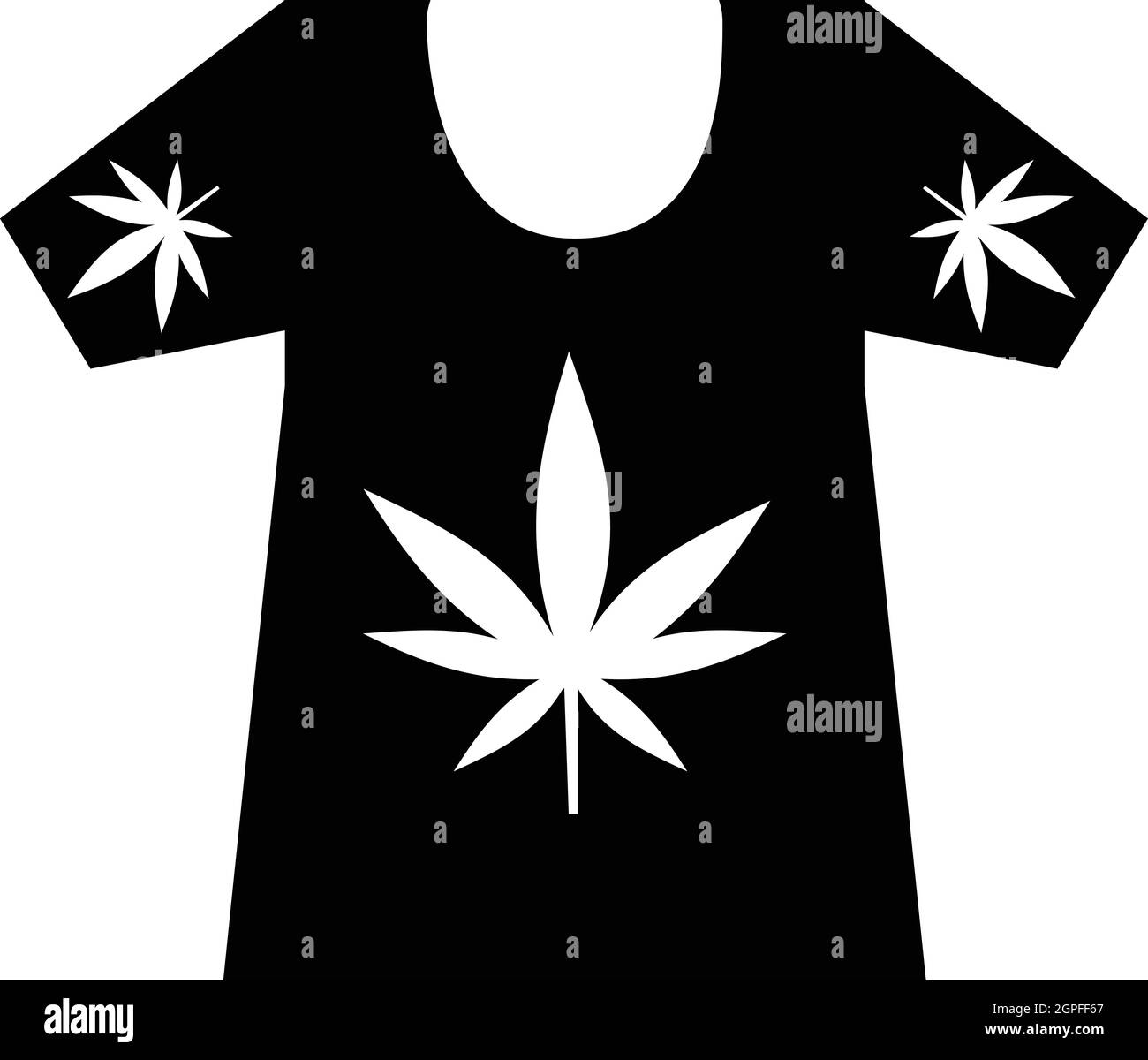 T-shirt con stampa di cannabis, icona di stile semplice Illustrazione Vettoriale