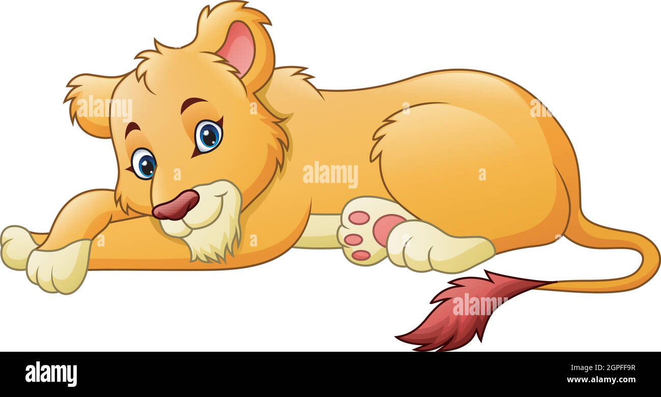Cartoon leonessa isolati su sfondo bianco Illustrazione Vettoriale