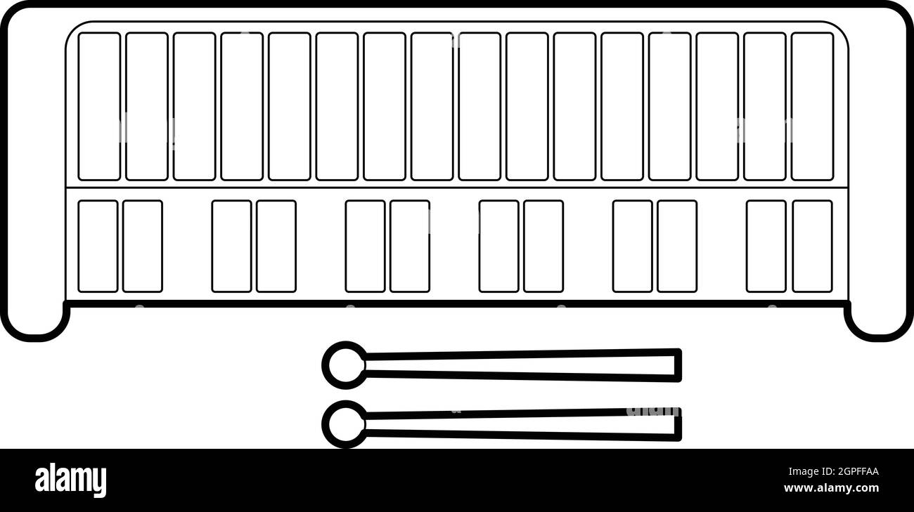 Icona di xilofono, stile contorno Illustrazione Vettoriale