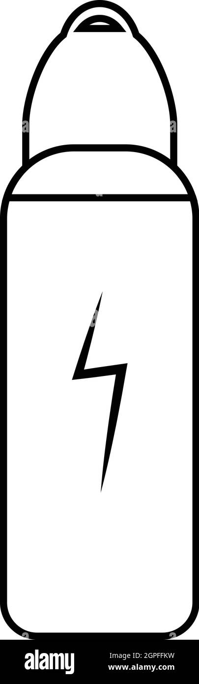 Icona della batteria, stile contorno Illustrazione Vettoriale