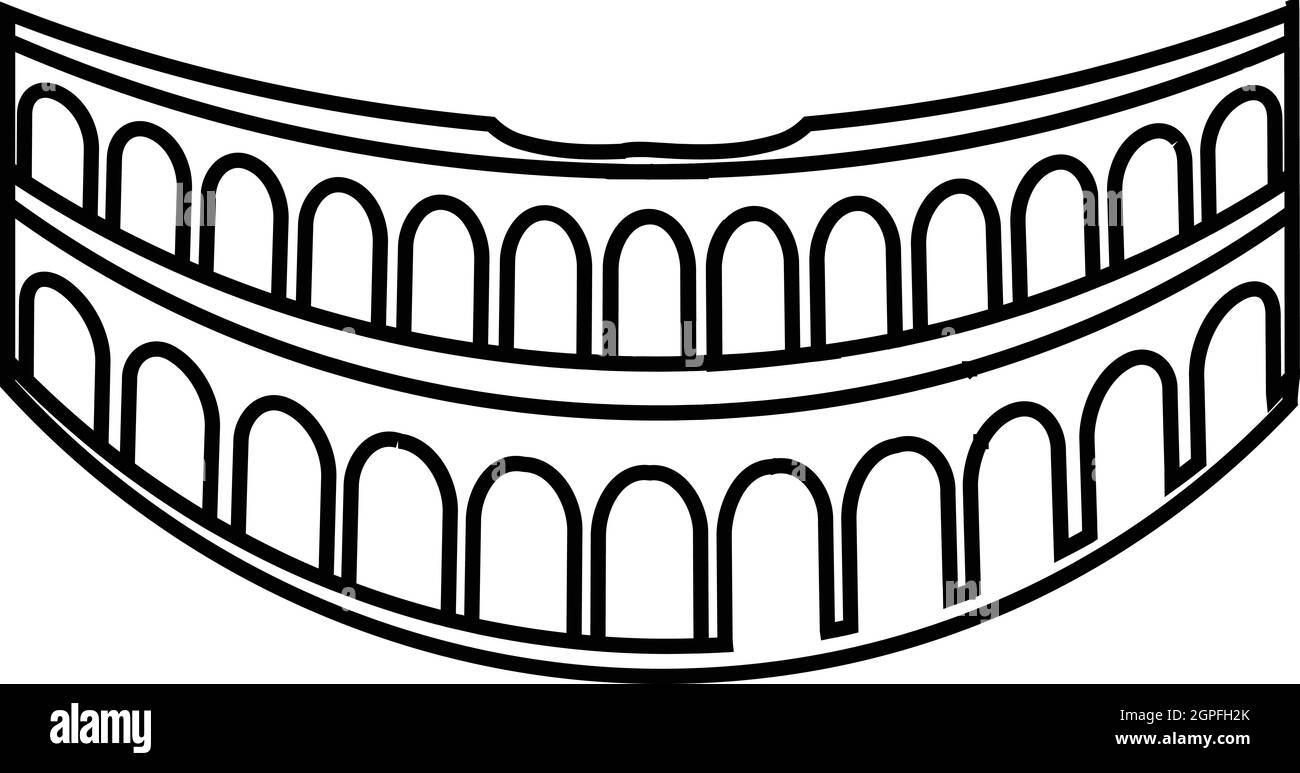 Colosseo a Roma, l'icona di stile di contorno Illustrazione Vettoriale
