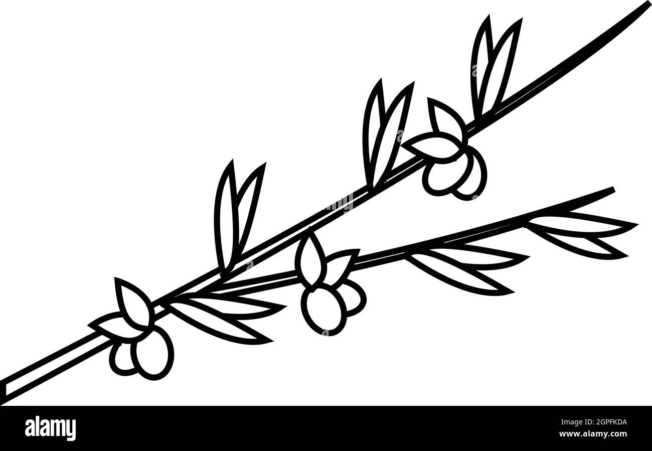 Olive Branch icona, stile contorno Illustrazione Vettoriale