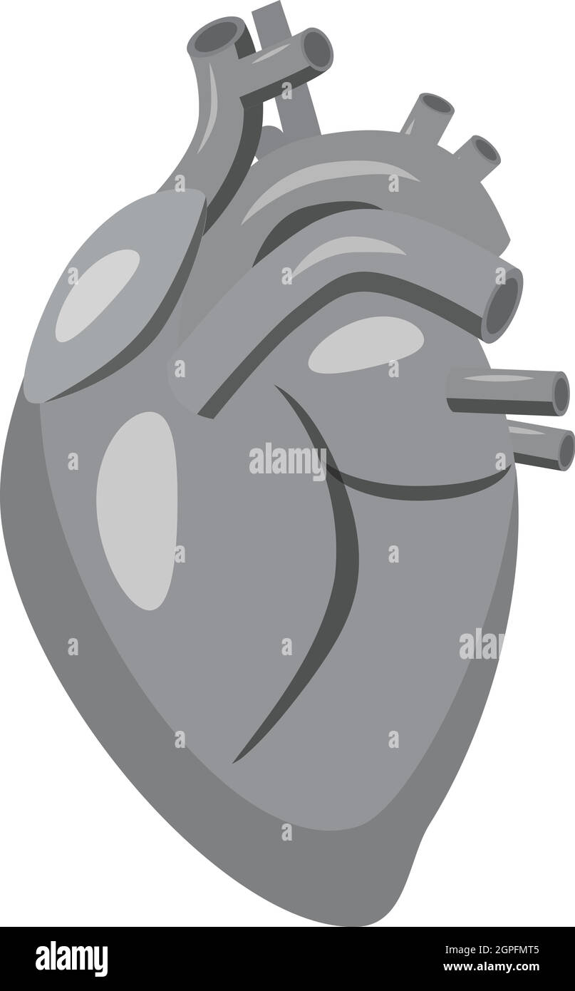 Cuore umano icona, grigio in stile monocromatico Illustrazione Vettoriale