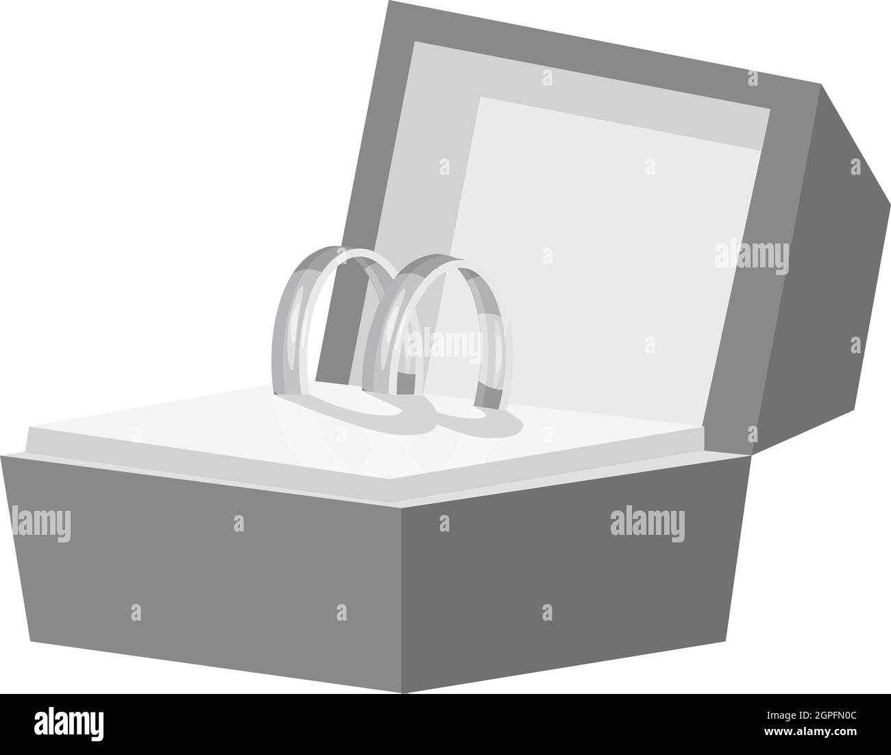 Gli anelli di nozze in un box icona, grigio in stile monocromatico Illustrazione Vettoriale