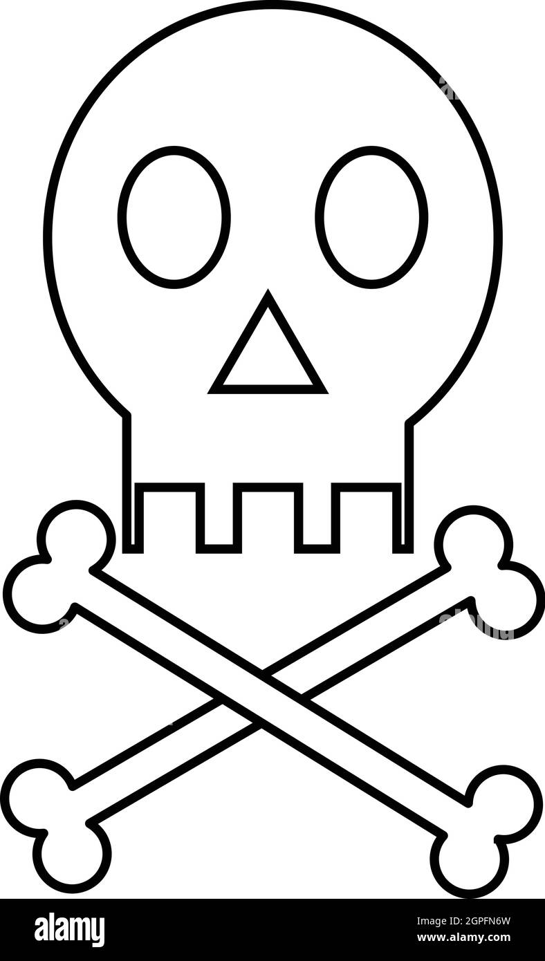 Icona Skull, stile contorno Illustrazione Vettoriale