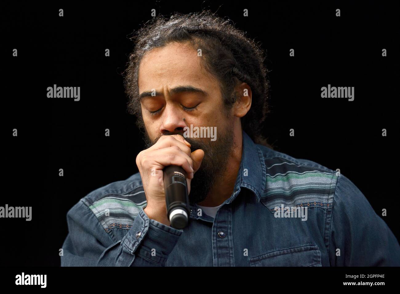 stoccolma svezia - 17 - 2015 luglio - il cantante giamaicano di reggae damian marley al parco divertimenti Grona Lund nella città di stoccolma - svezia Foto Stock