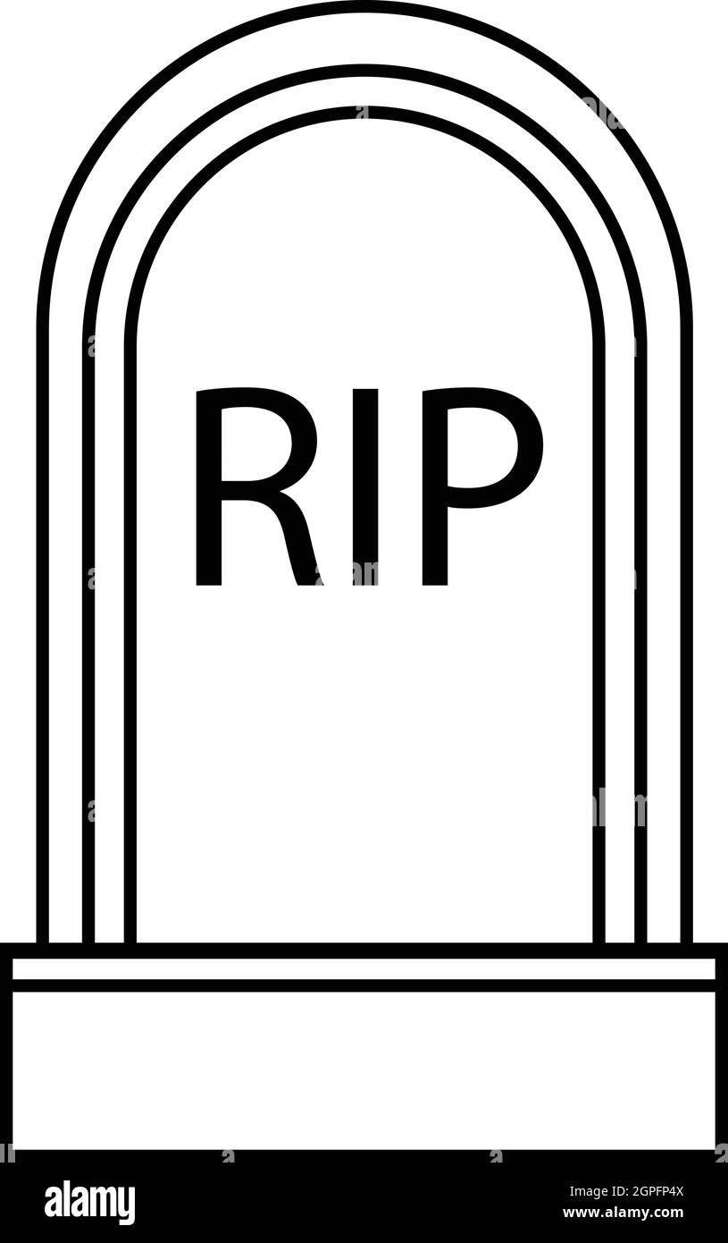 Grave RIP icona, stile contorno Illustrazione Vettoriale