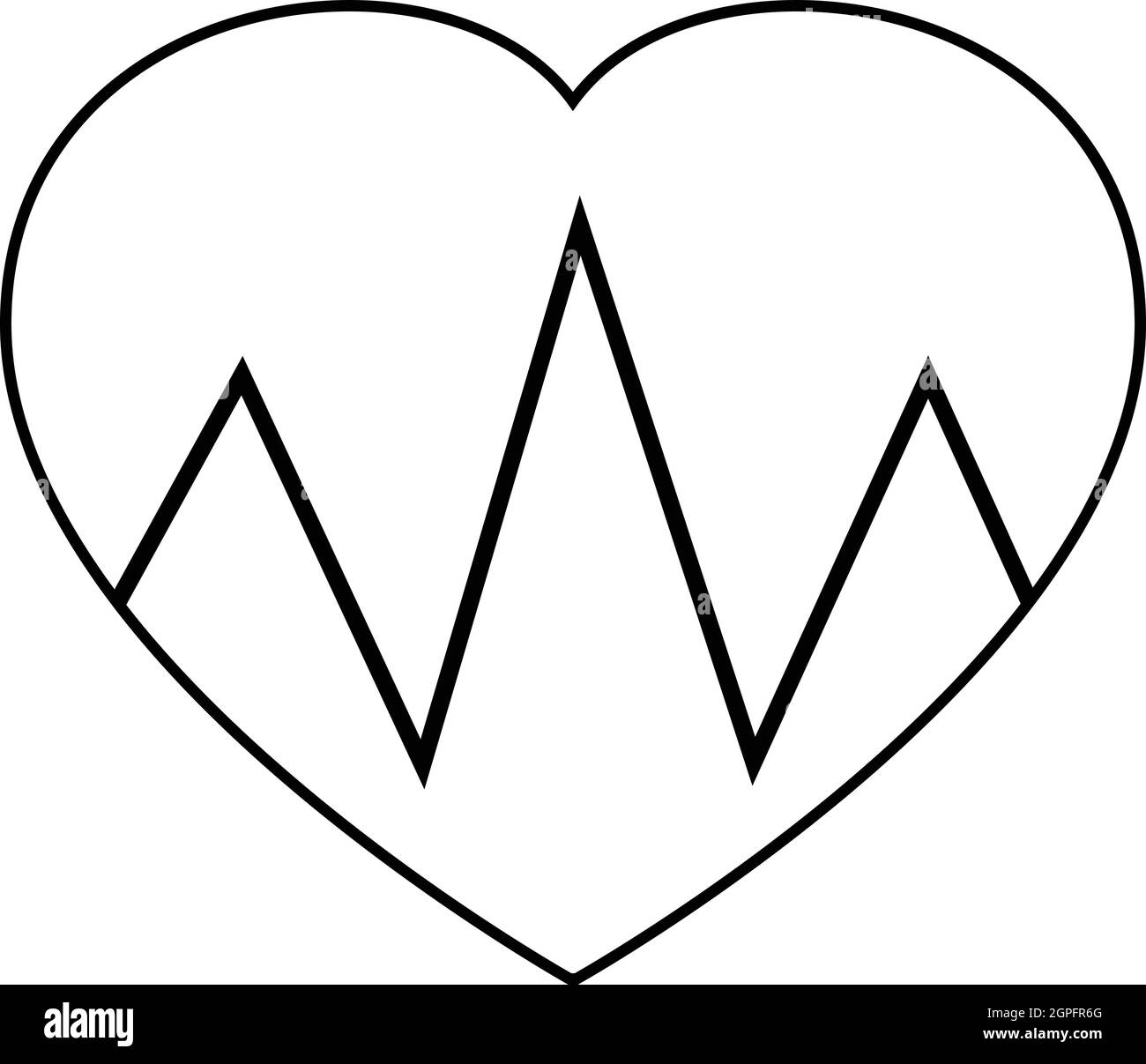 Cardiogram Icona cuore, stile contorno Illustrazione Vettoriale