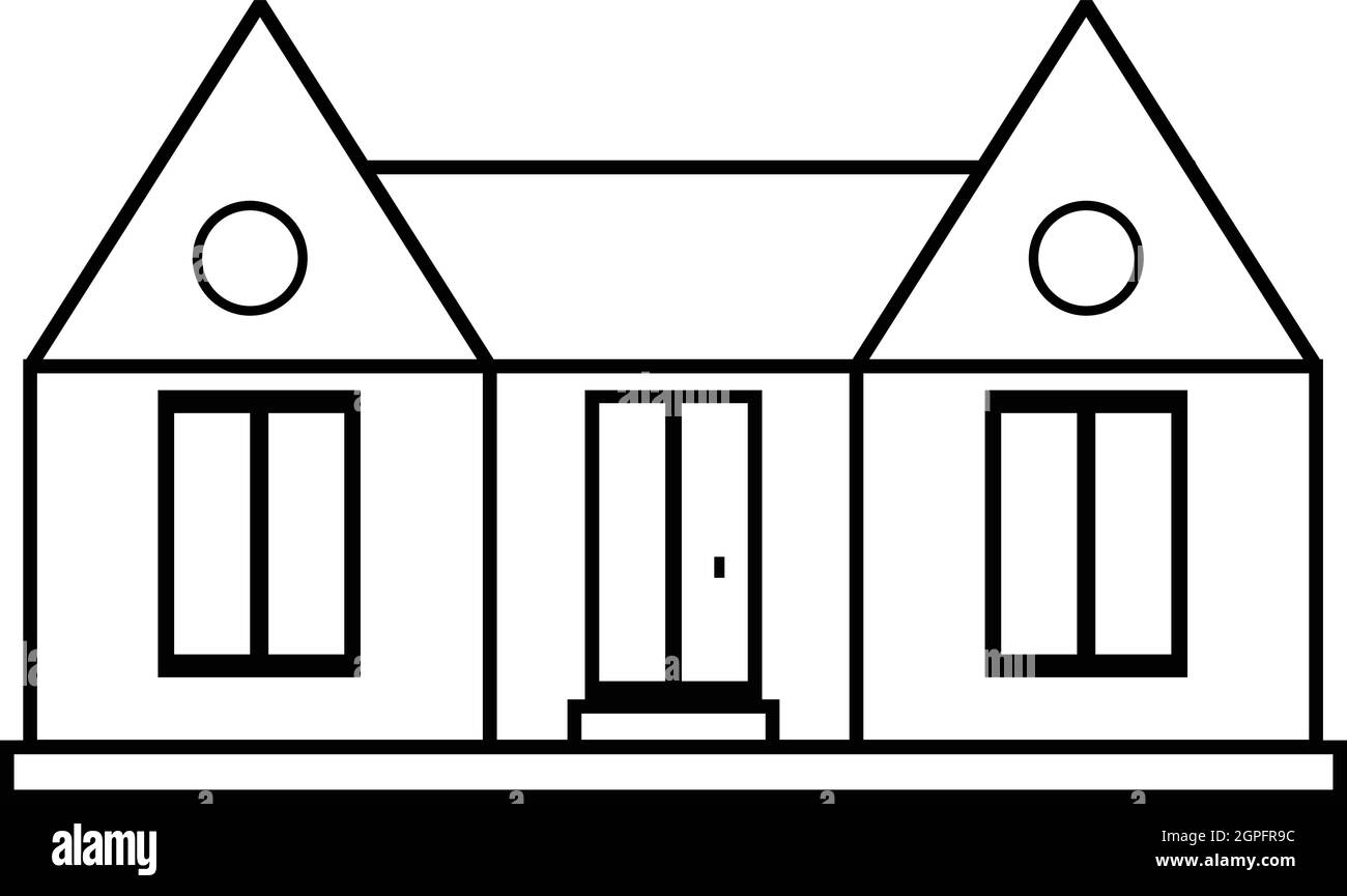 Casa privata, l'icona di stile di contorno Illustrazione Vettoriale