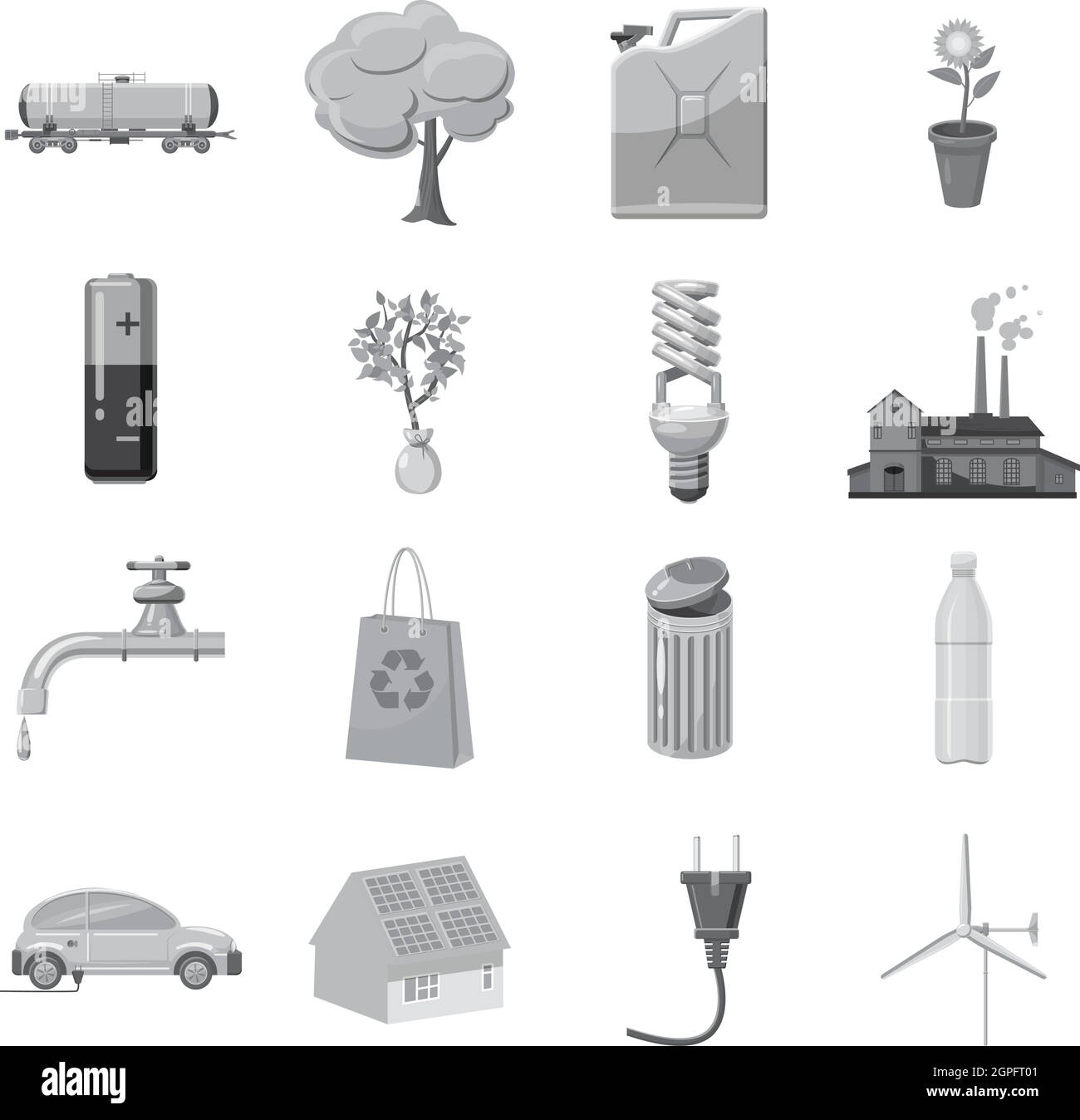 Ecologia e ambiente set di icone Illustrazione Vettoriale