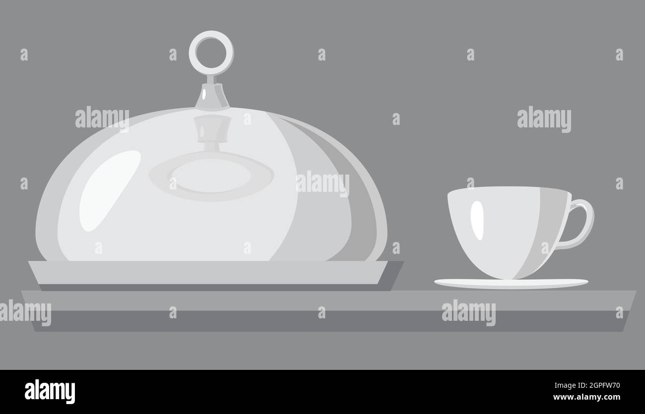 Cloche per il pasto e tazza di una bevanda calda icona Illustrazione Vettoriale