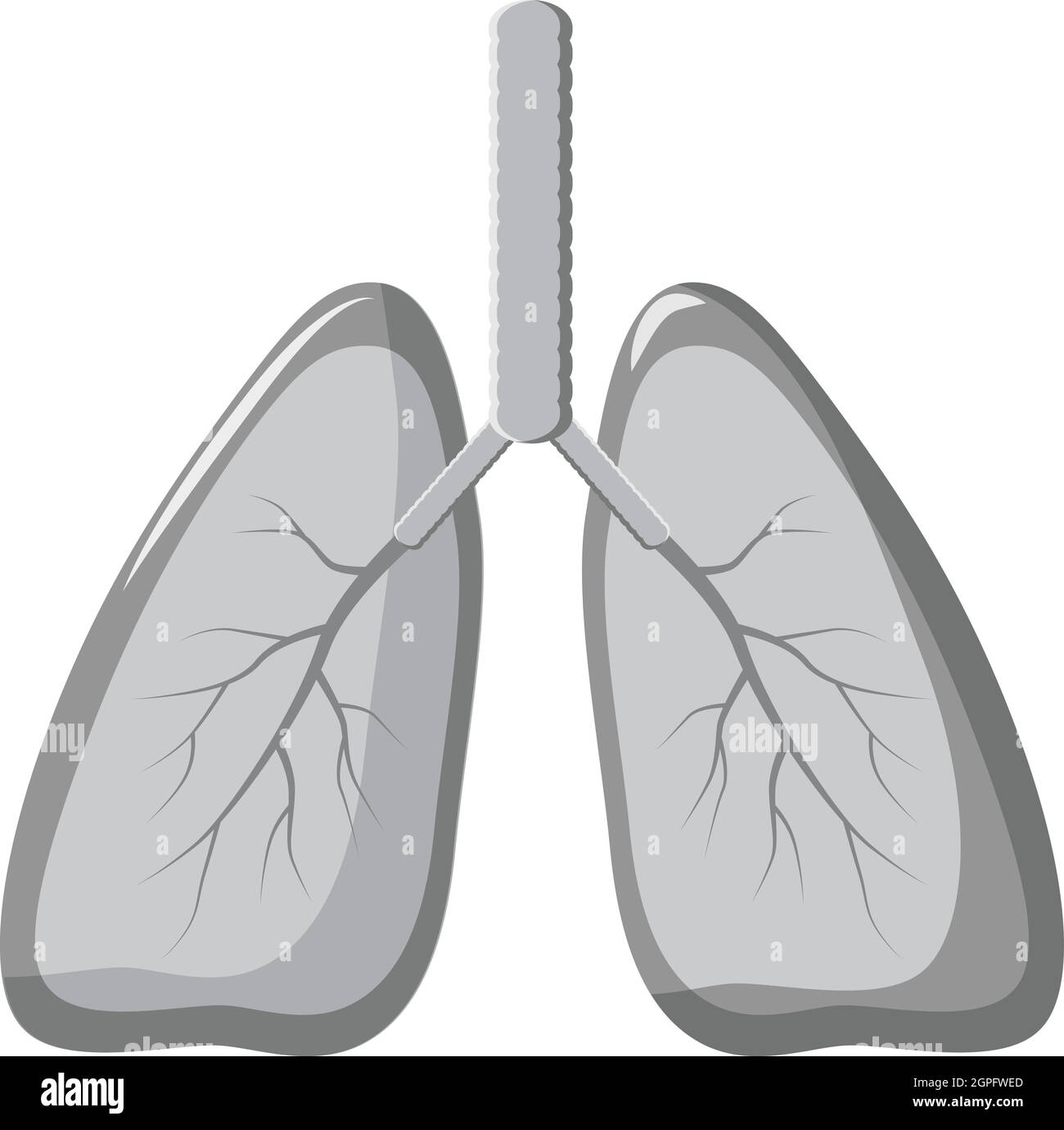 Polmoni umani icona, grigio in stile monocromatico Illustrazione Vettoriale
