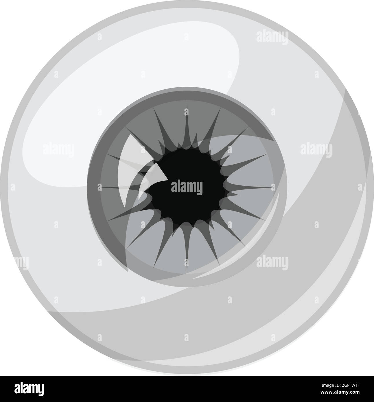 Occhio umano icona a sfera, grigio in stile monocromatico Illustrazione Vettoriale