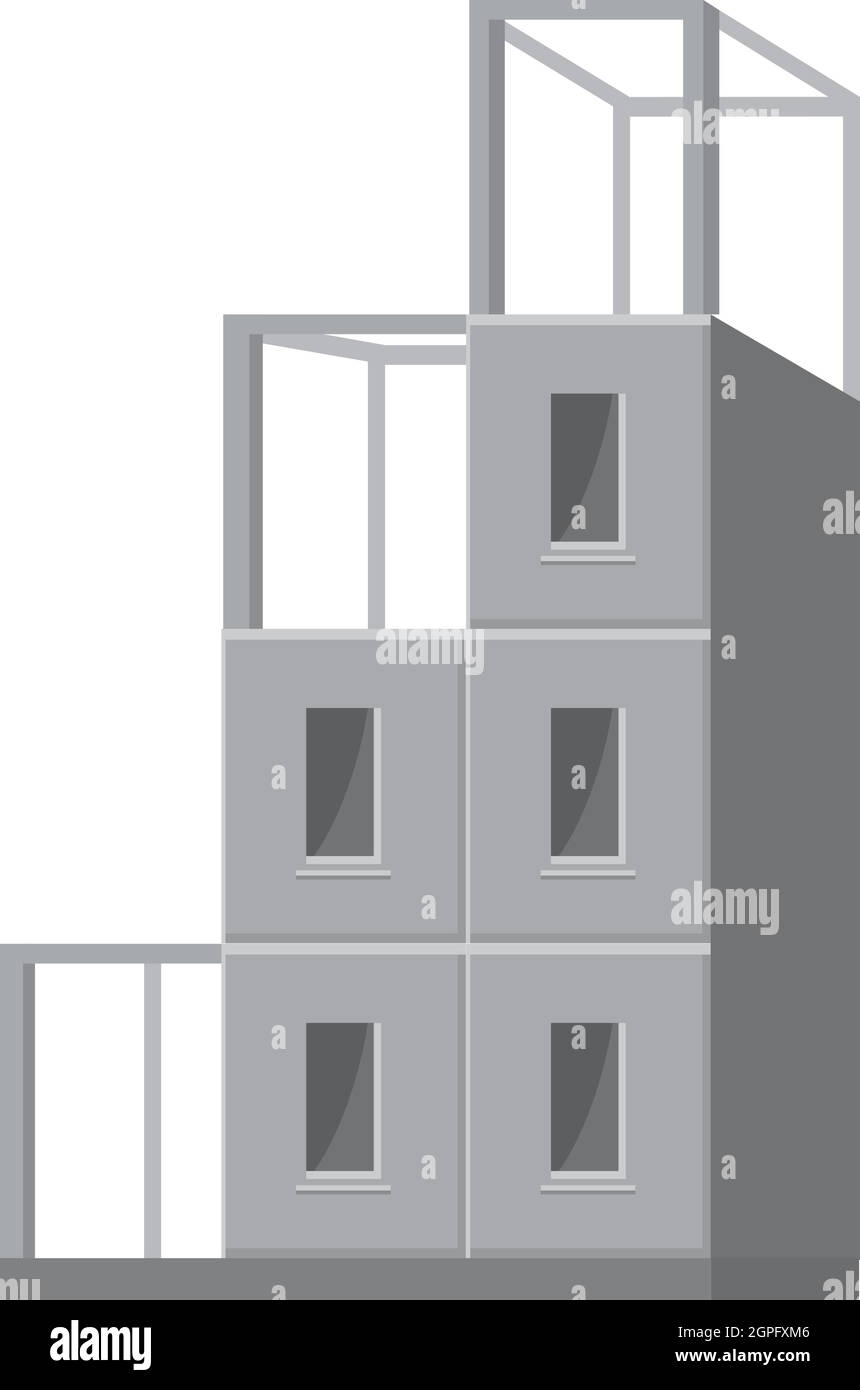 La costruzione di una casa icona, grigio in stile monocromatico Illustrazione Vettoriale
