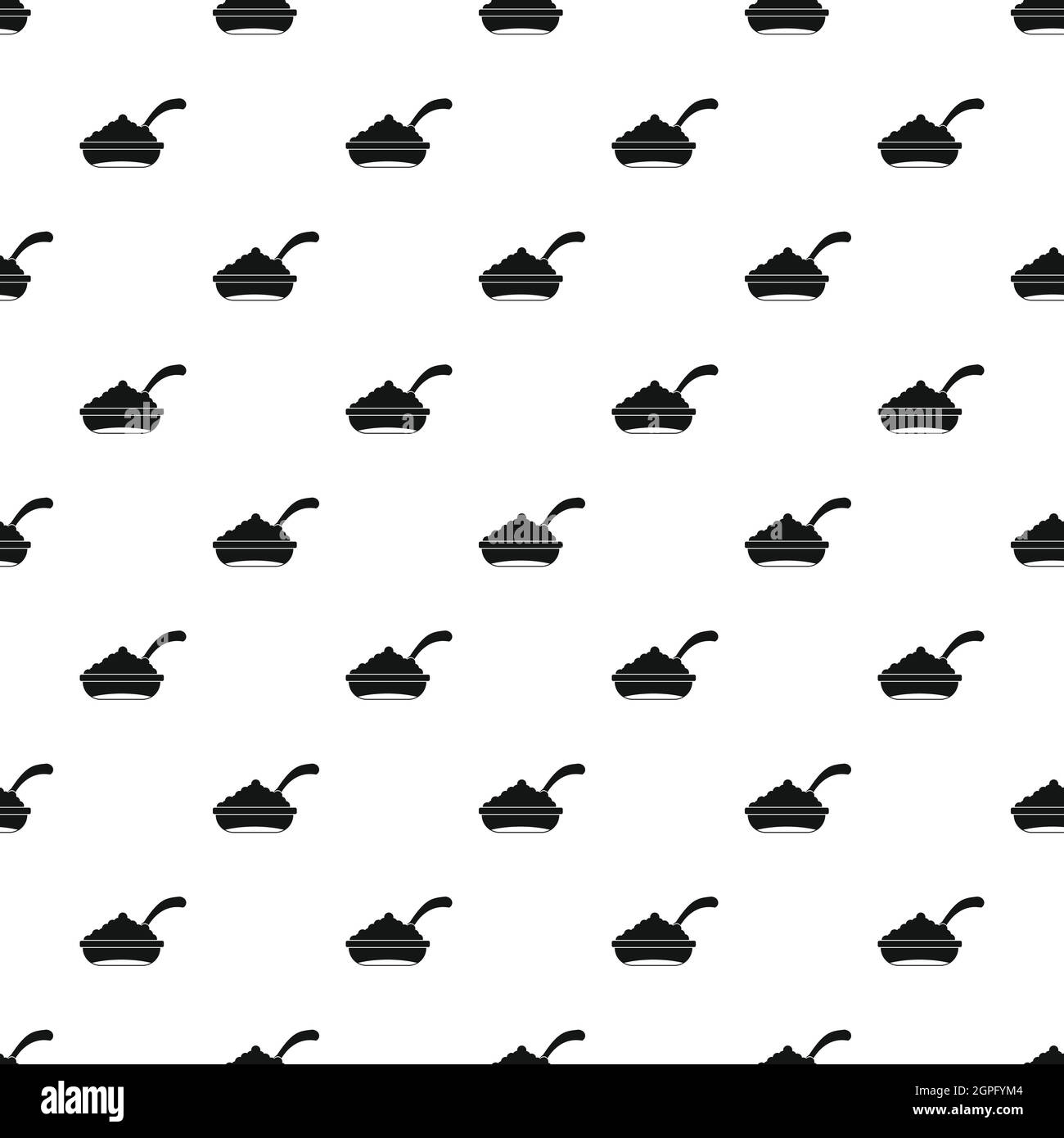 Ciotola di caviale con cucchiaio pattern, stile semplice Illustrazione Vettoriale