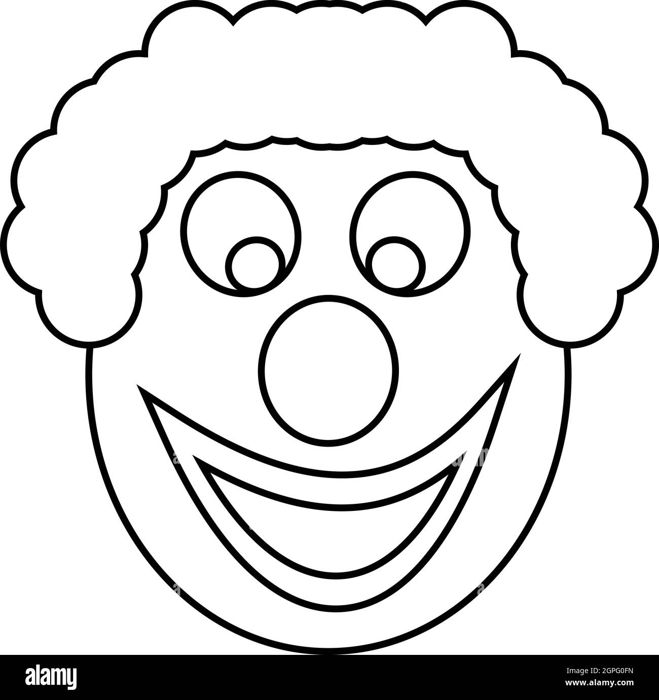 Testa di clown, l'icona di stile di contorno Illustrazione Vettoriale