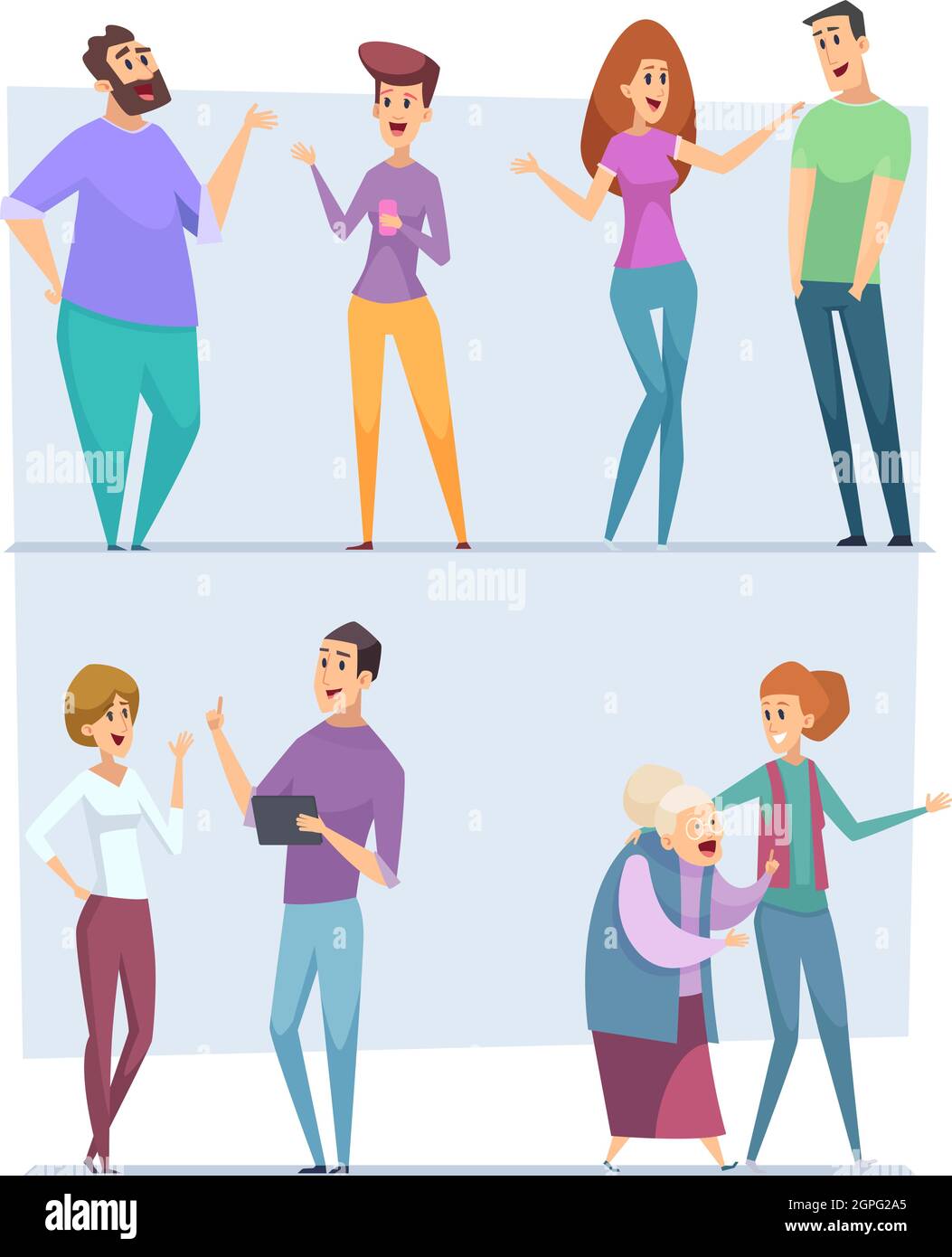 Persone di dialogo. Caratteri di espressione che puntano le persone di conversazione folla vettore messaggeri che parlano persone immagini vettoriali Illustrazione Vettoriale