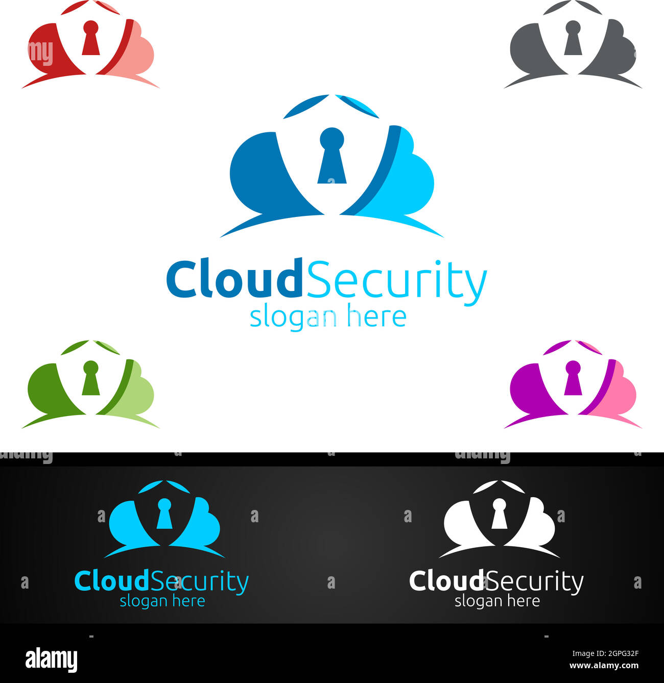 Logo Digital Cloud Security per Network, Internet , Hosting o Backup Server Illustrazione Vettoriale