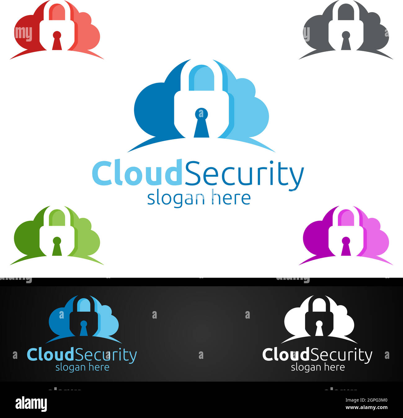 Logo Digital Cloud Security per Network, Internet , Hosting o Backup Server Illustrazione Vettoriale