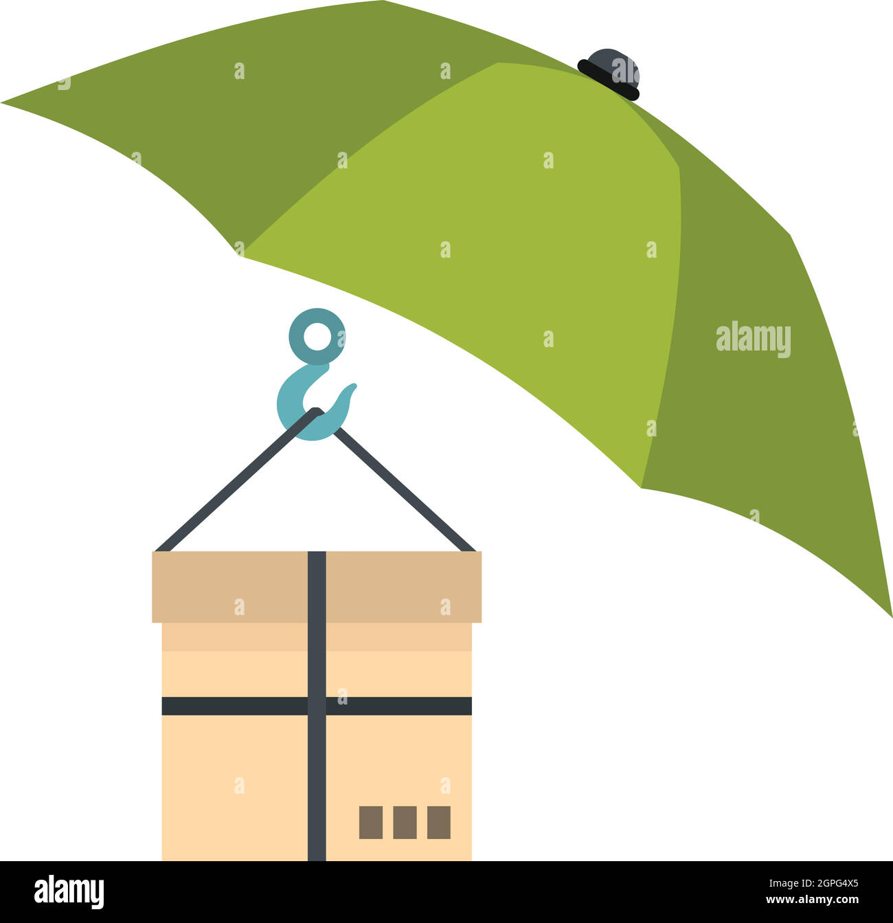 Ombrellone e box icona, stile piatto Illustrazione Vettoriale