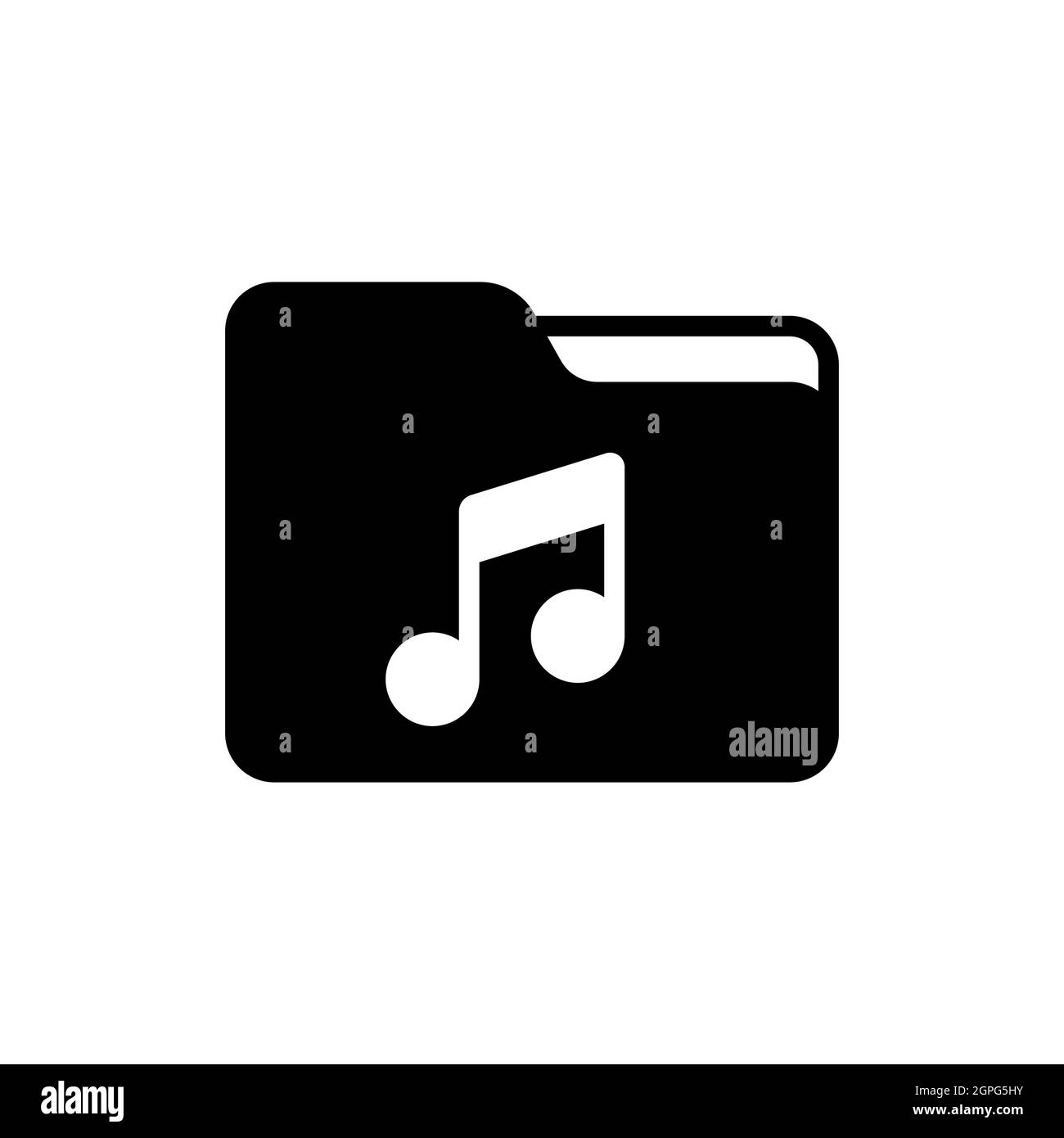 Cartella di file con l'icona del glifo vettoriale della nota musicale Illustrazione Vettoriale