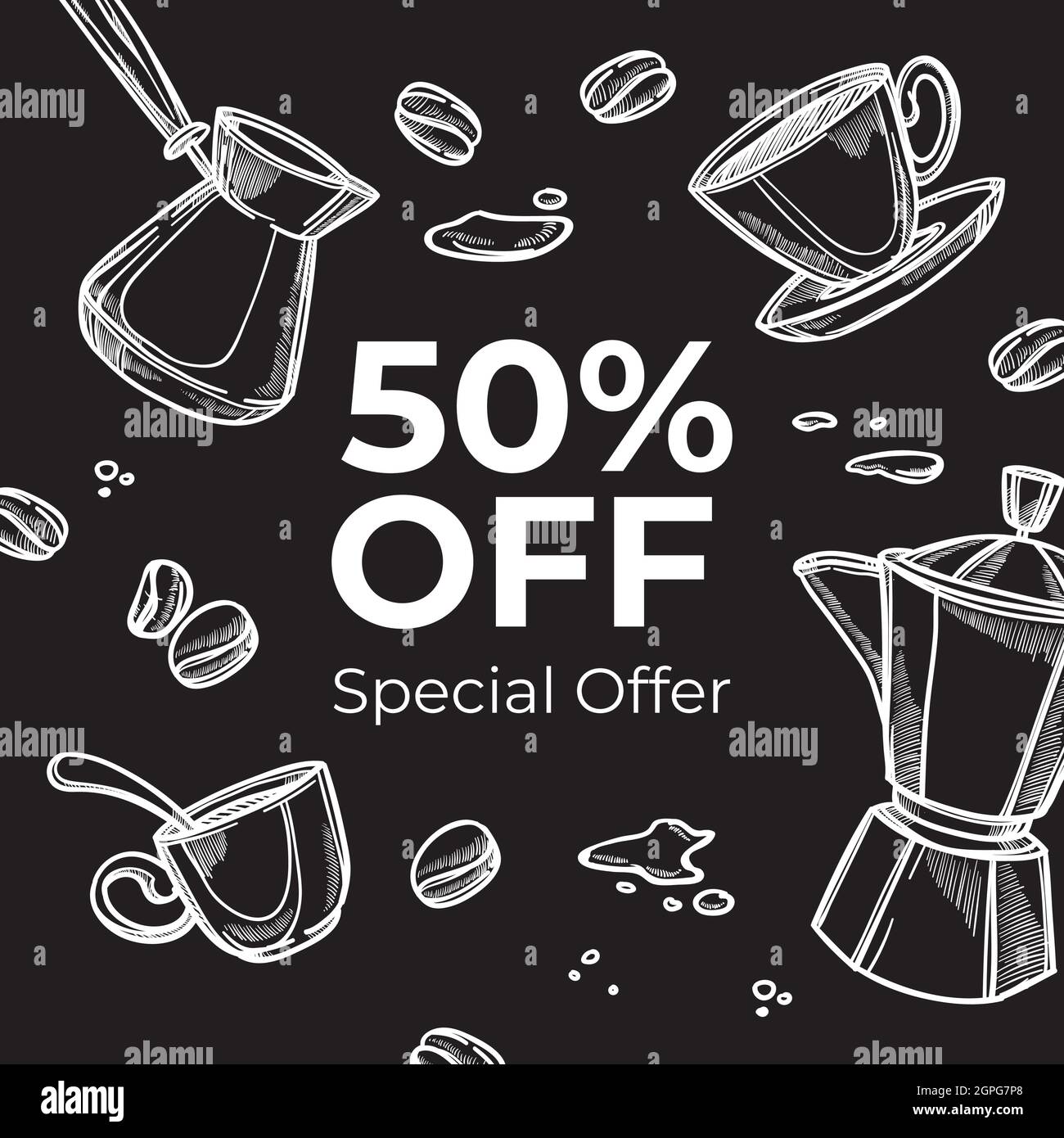 Offerta speciale coffee house, 50 Perfect Off in negozio Illustrazione Vettoriale