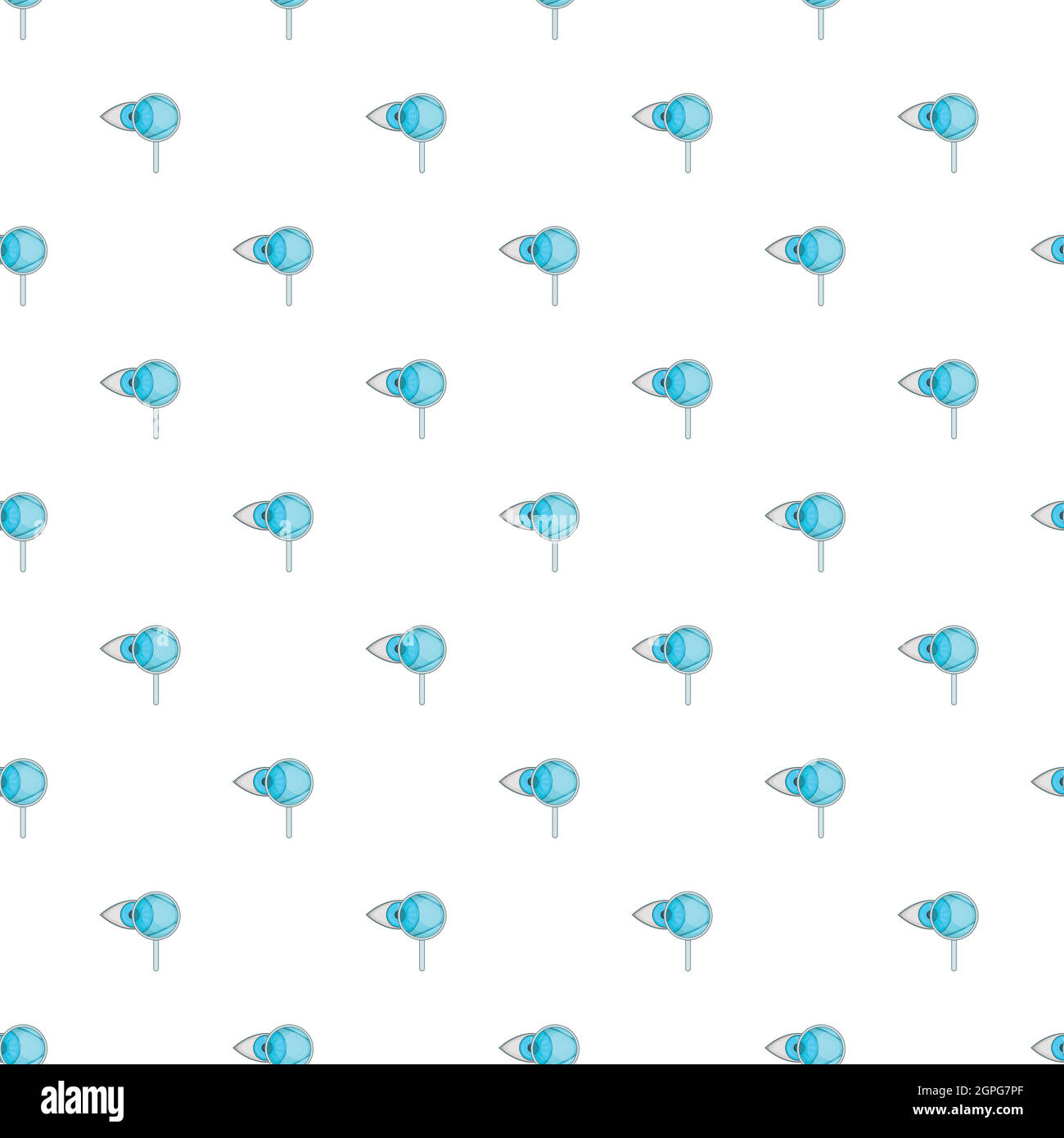 Occhio con una lente di ingrandimento pattern, stile cartoon Illustrazione Vettoriale