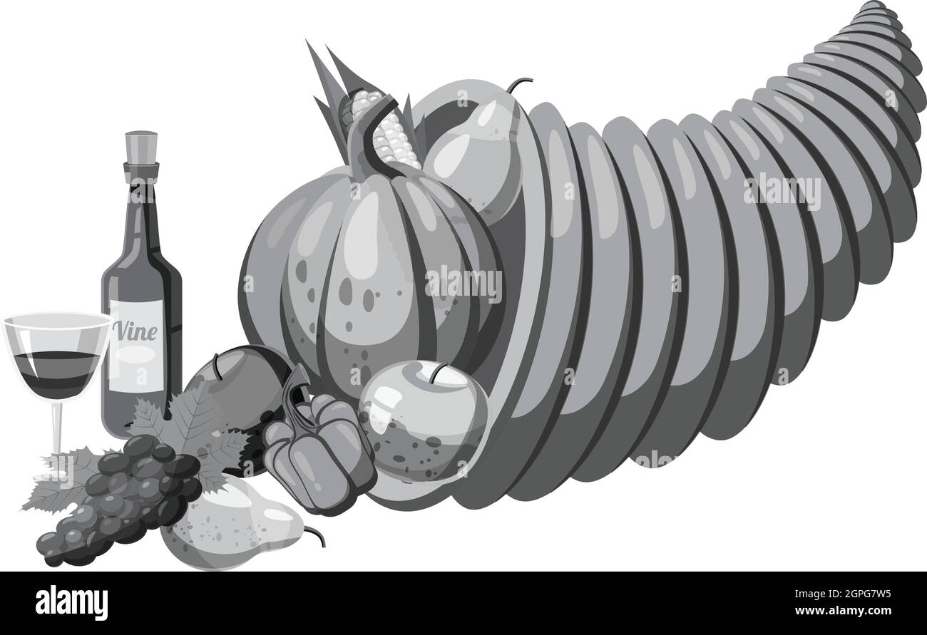 Cornucopia icona, grigio in stile monocromatico Illustrazione Vettoriale