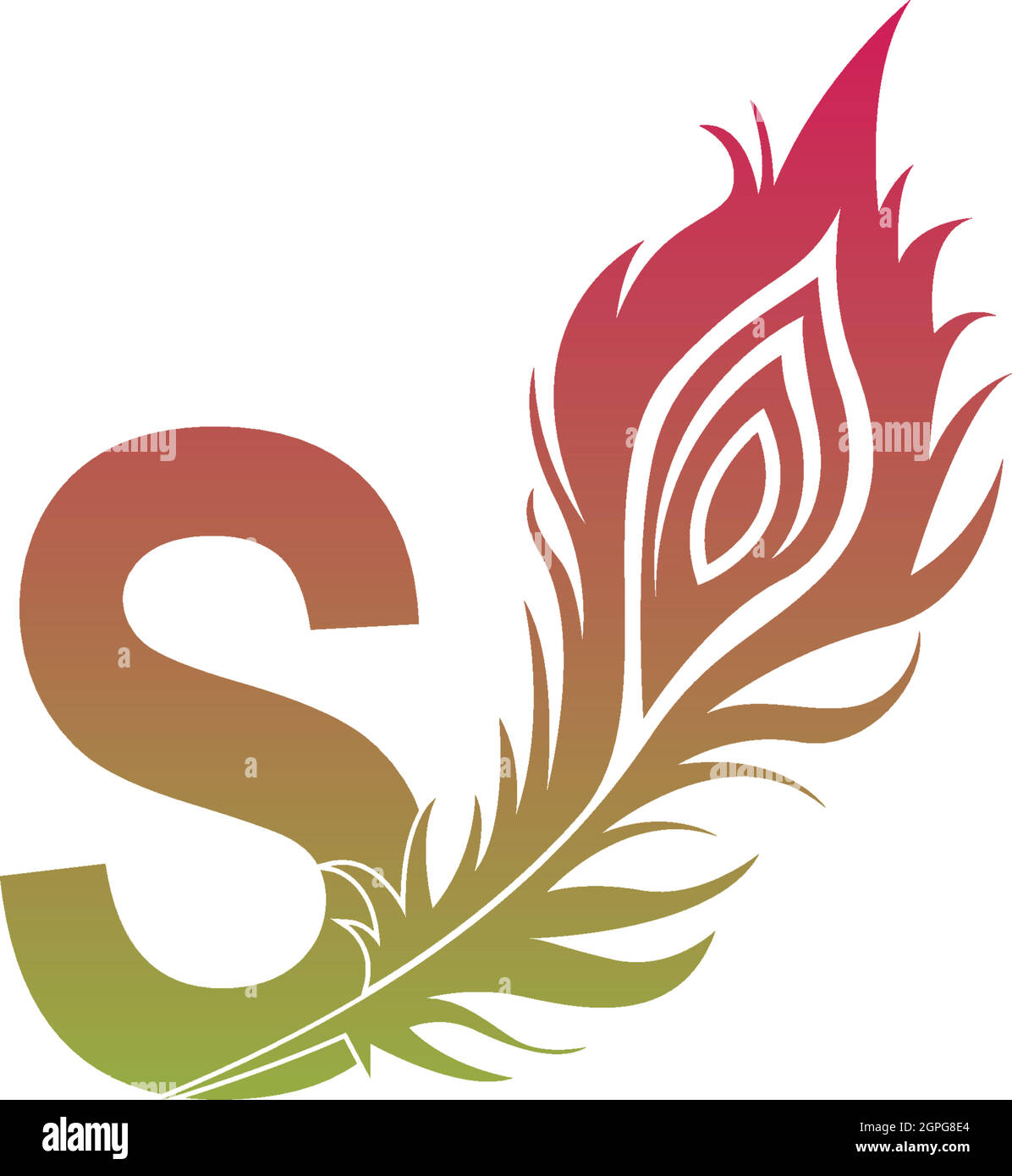 Lettera S con logo piuma icona disegno vettore Illustrazione Vettoriale